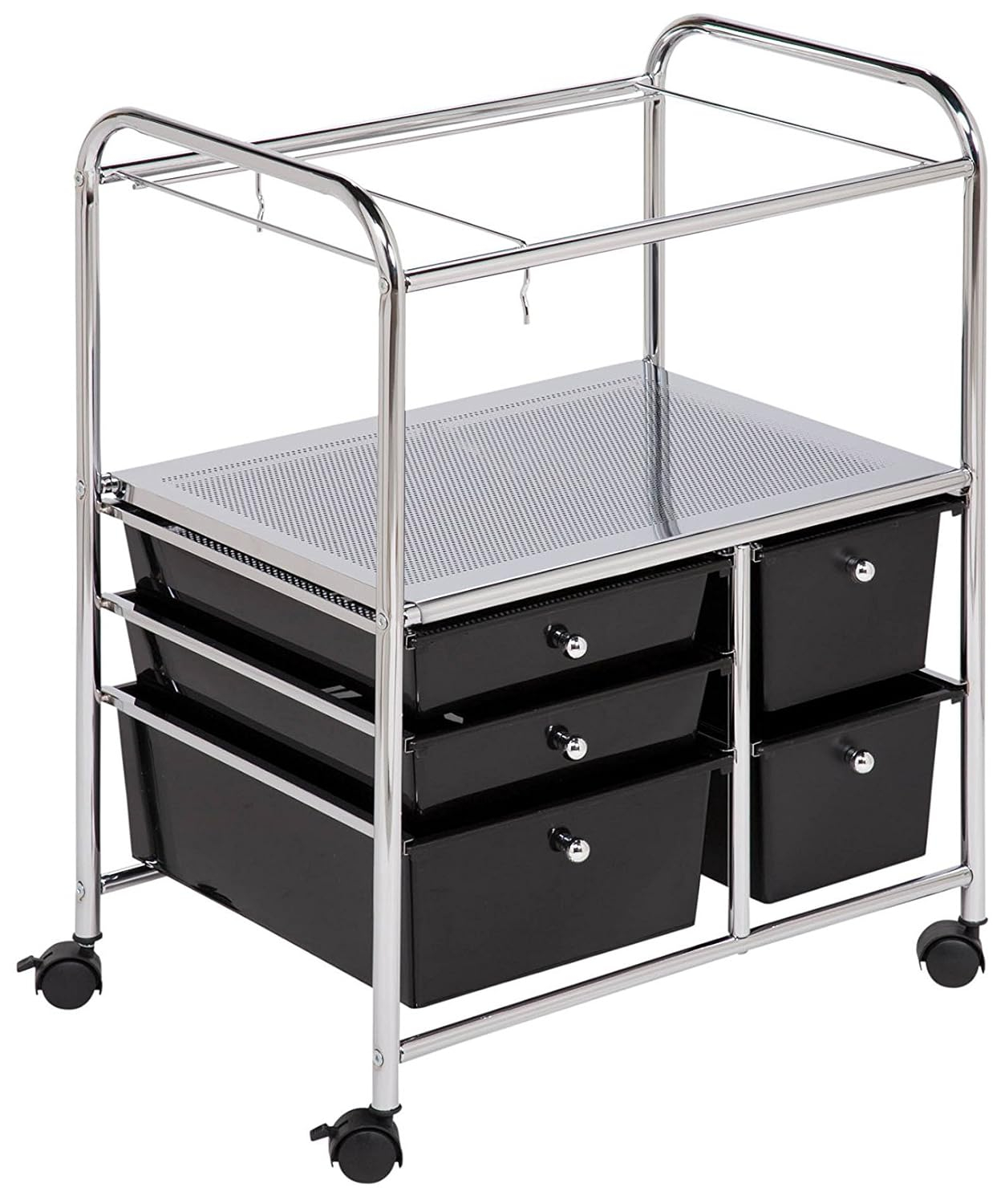 Honey-Can-Do Steel and Plastic 5-Drawer Rolling File Storage Cart, Black/Chrome