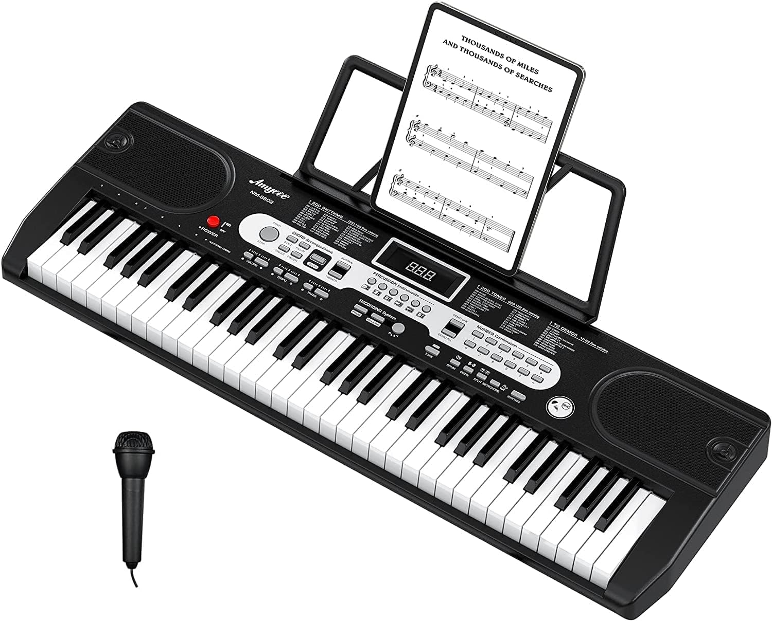 Kids Portable Piano Keyboard, 61 Key Electronic Keyboard Piano for Beginners with Microphone, Speakers, Digital Music Keyboard Teaching