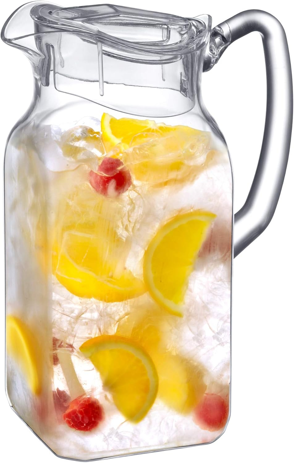 Amazing Abby - Quadly - Plastic Pitcher (64 oz, 2 Quart), Clear Water Pitcher with Lid, Fridge Jug, BPA-Free, Shatter-Proof, Great for Iced Tea, Sangria, Lemonade, Juice, Milk, and More