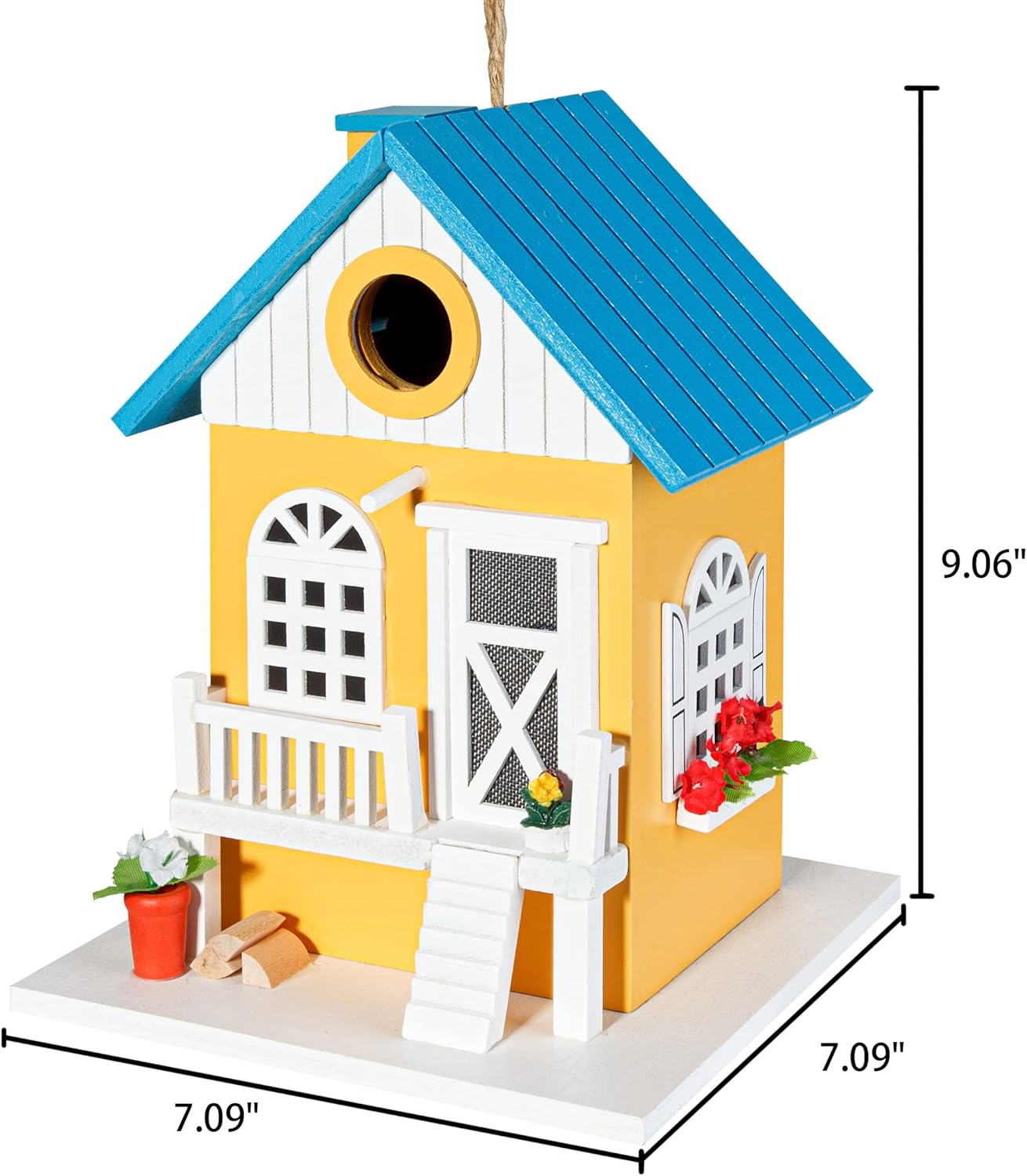CARTMAN Hanging Colourful Birdhouse Bird Feeder, Wooden Humming Bird Nest, Garden Country Cottages Bird House, Decorative Bird Feeder Gift for Hummingbirds, Cardinal, Bluebird and Wild Birds