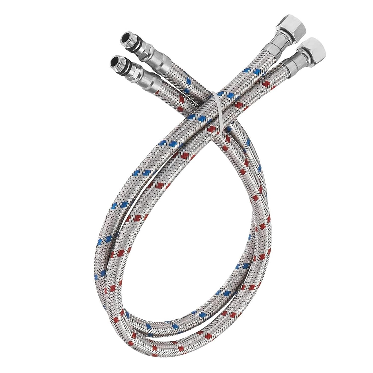 Midanya 24-Inch Long Faucet Connector Braided Stainless Steel Supply Hose 3/8-Inch Female Compression Thread x M10 Male Connector, x 2 Pcs (1 Pair)