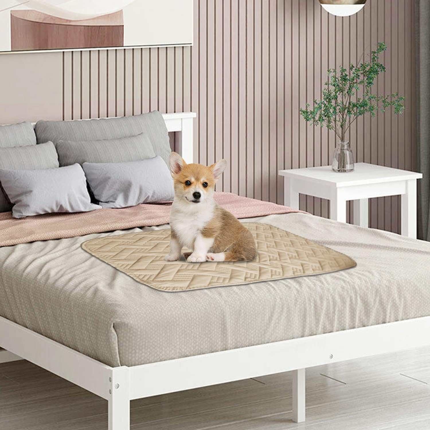 Dog Bed Cover for Pets - Blankets Rug Pads for Couch Protection Waterproof Bed Covers Dog Blanket Furniture Protector Reusable Changing Pad (Dark Grey+Beige, 20"x30")