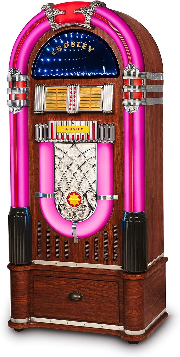Walnut Bluetooth Jukebox with AM/FM Radio and CD Player