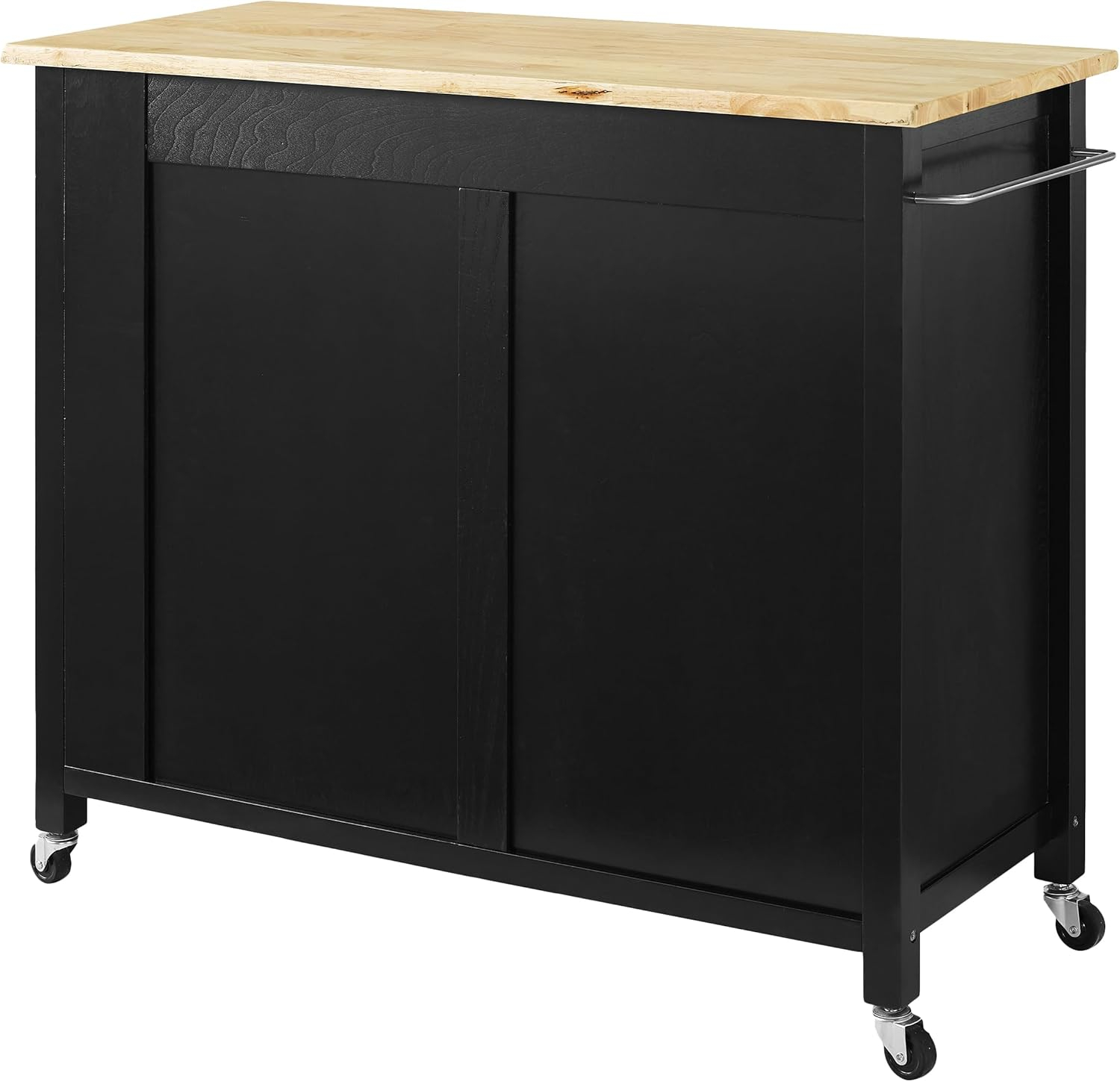 Crosley Savannah Wood Top Kitchen Island Cart in Black