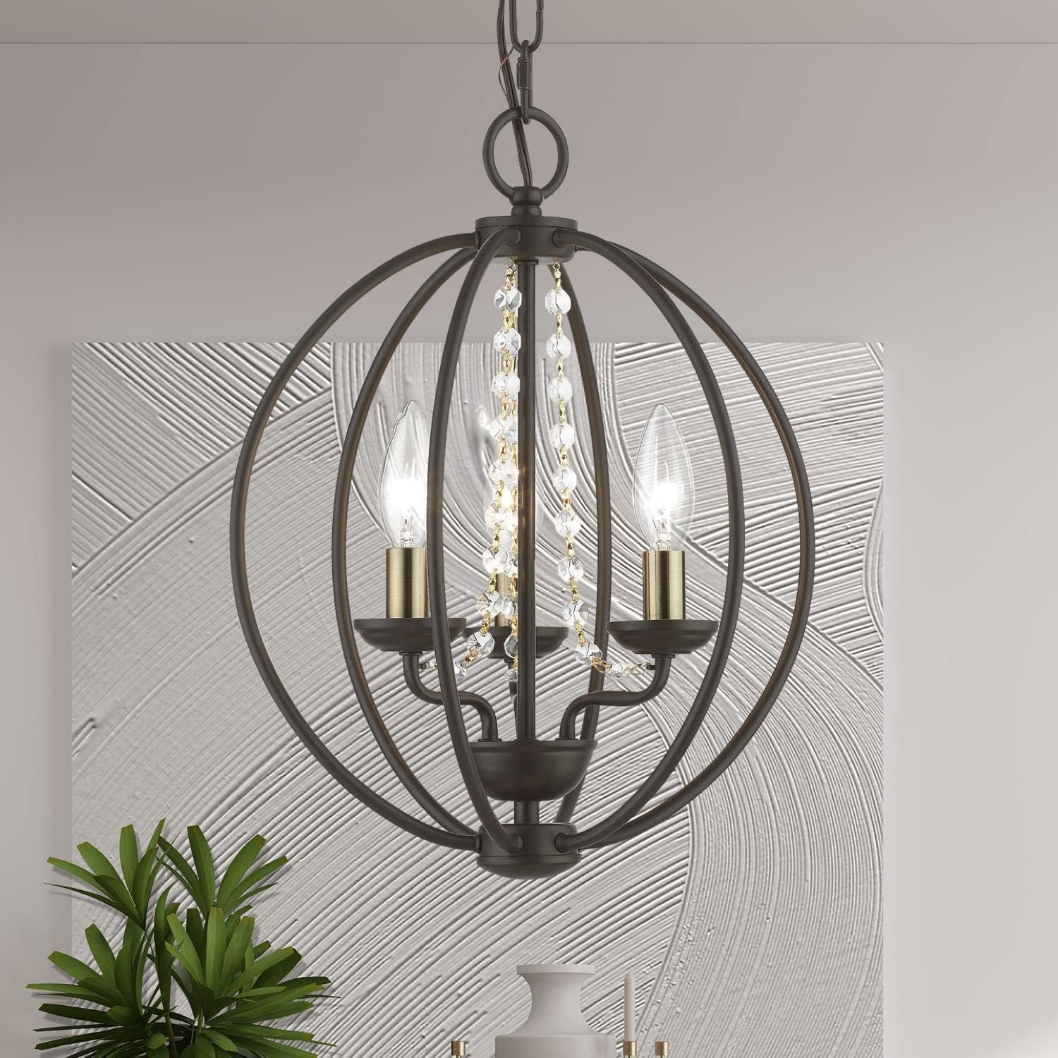 Livex Lighting Arabella 3 - Light Chandelier in  Bronze/Antique Brass
