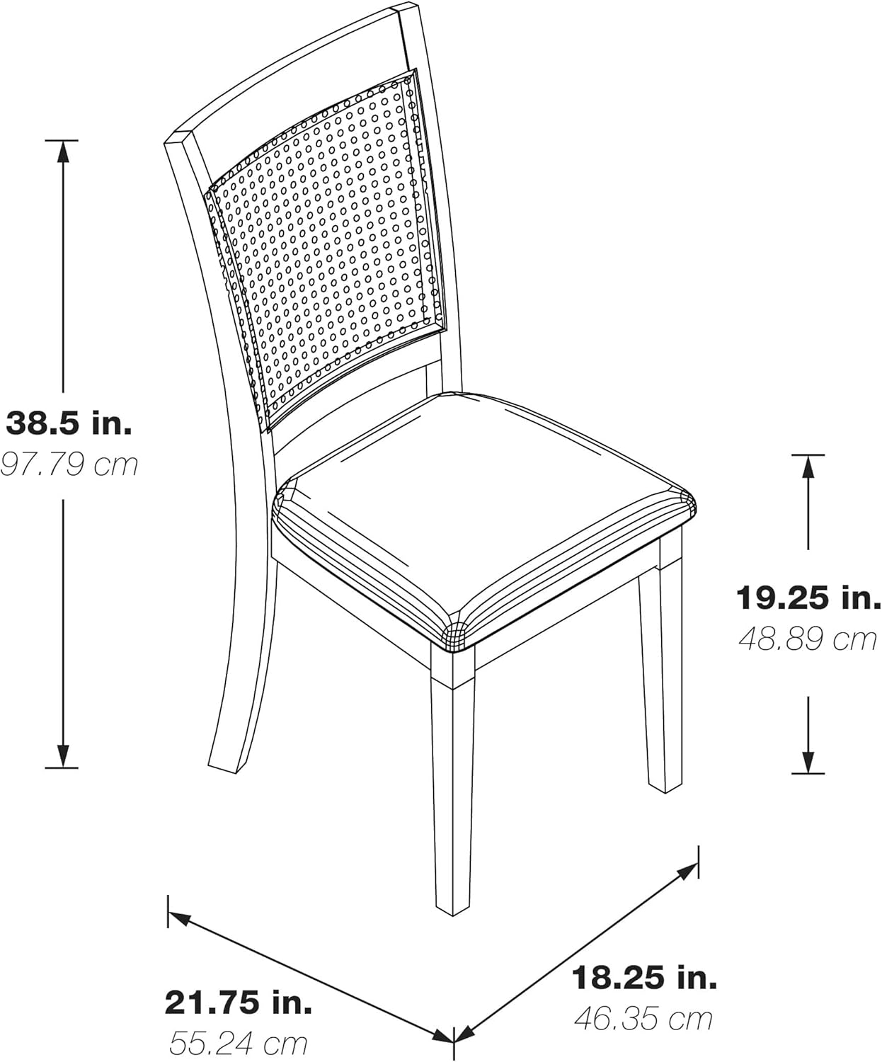 Walden Cane Back Dining Chair with  White Base and Linen  White Fabric Seat