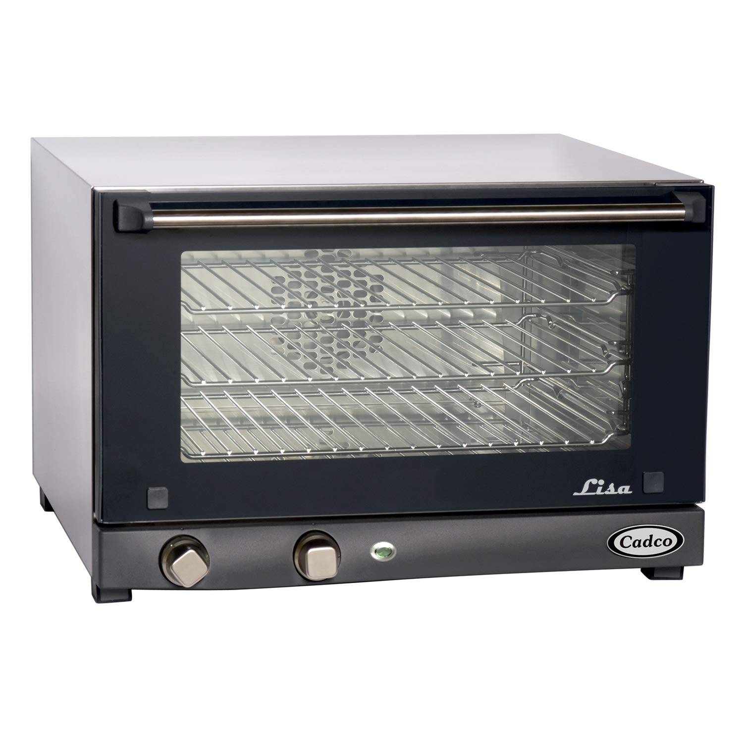 Cadco OV-013 Compact Half Size Convection Oven with Manual Controls, 120-Volt/1450-Watt, Stainless/Black