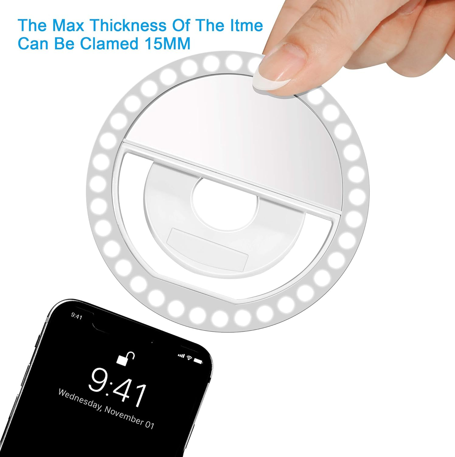 1Set Selfie Ring Light, Rechargeable Portable Clip-on Selfie Fill Light with 36 LED for Smart Phone Photography, Camera Video, Girl Makes up