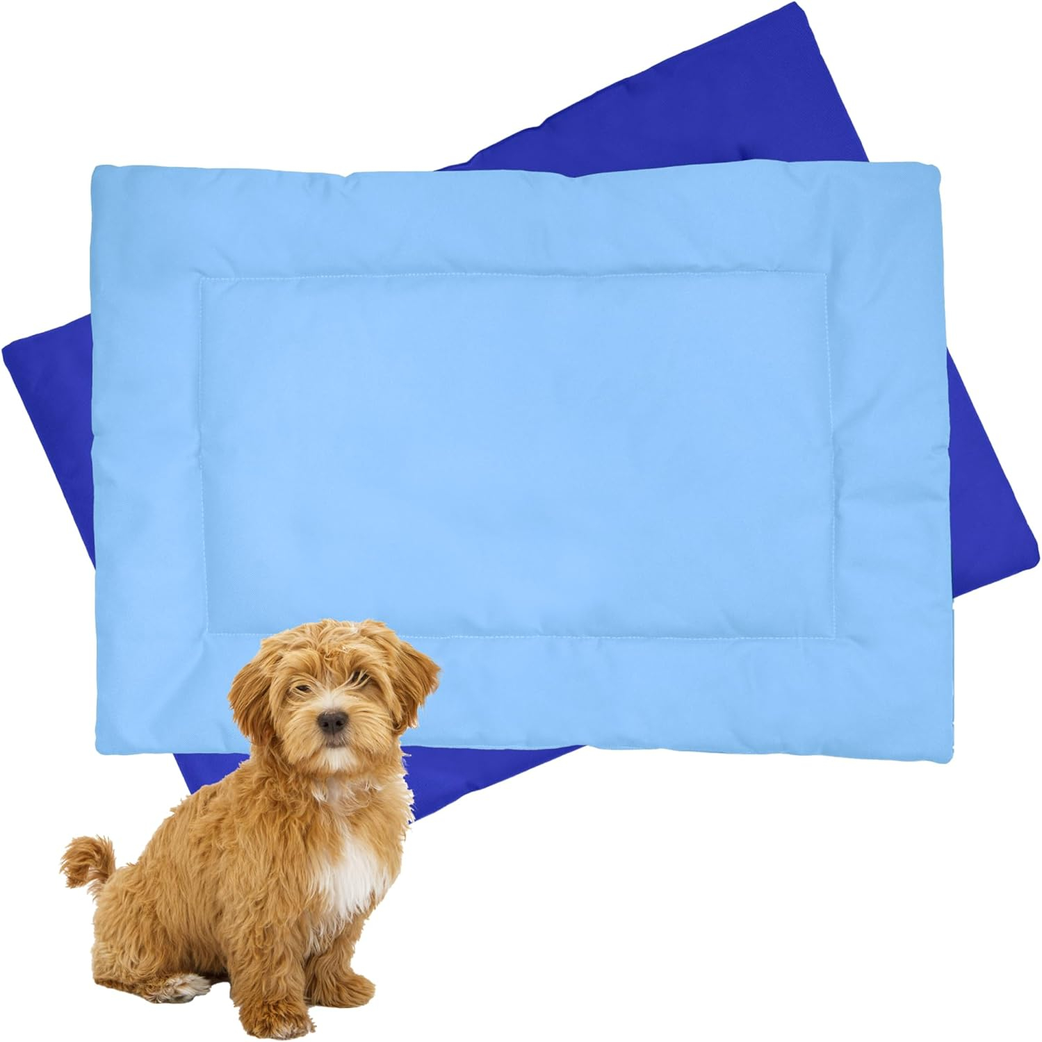 Downtown Pet Supply Dog Crate Mat, Waterproof Pet Bed, Dark/Light Blue, XS