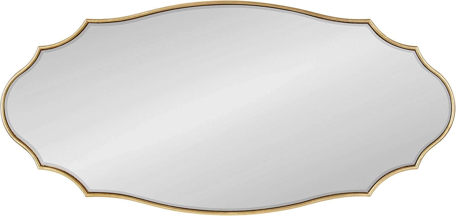 Kate and Laurel Leanna Modern Scalloped Wall Mirror, 20 x 42, Gold, Glam Oval Mirror for Wall