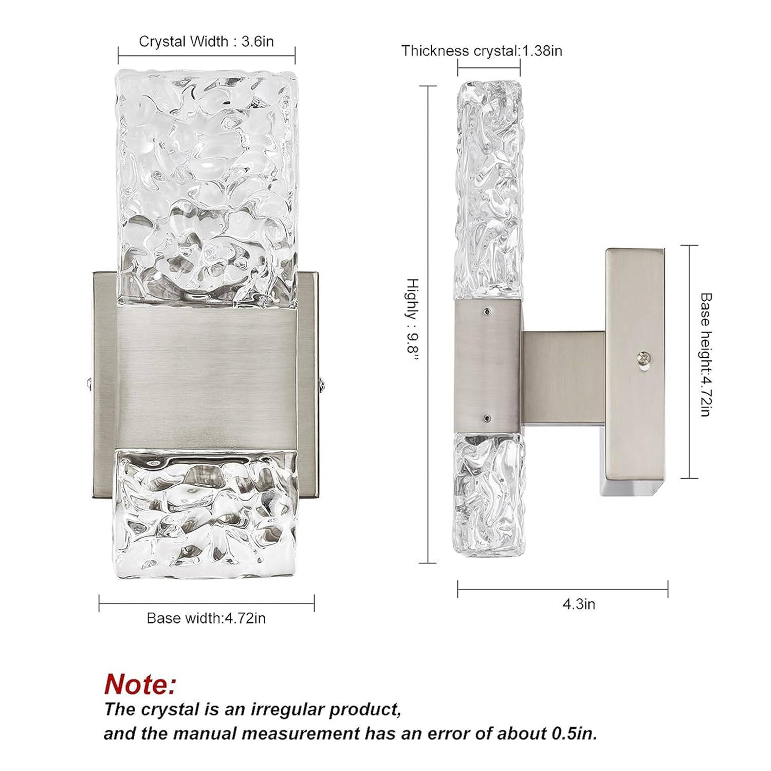 Modern Bathroom Vanity Light fixtures Over Mirror Brushed Nickel Crystal LED Bathroom Lighting fixtures 3 Lights 6000K