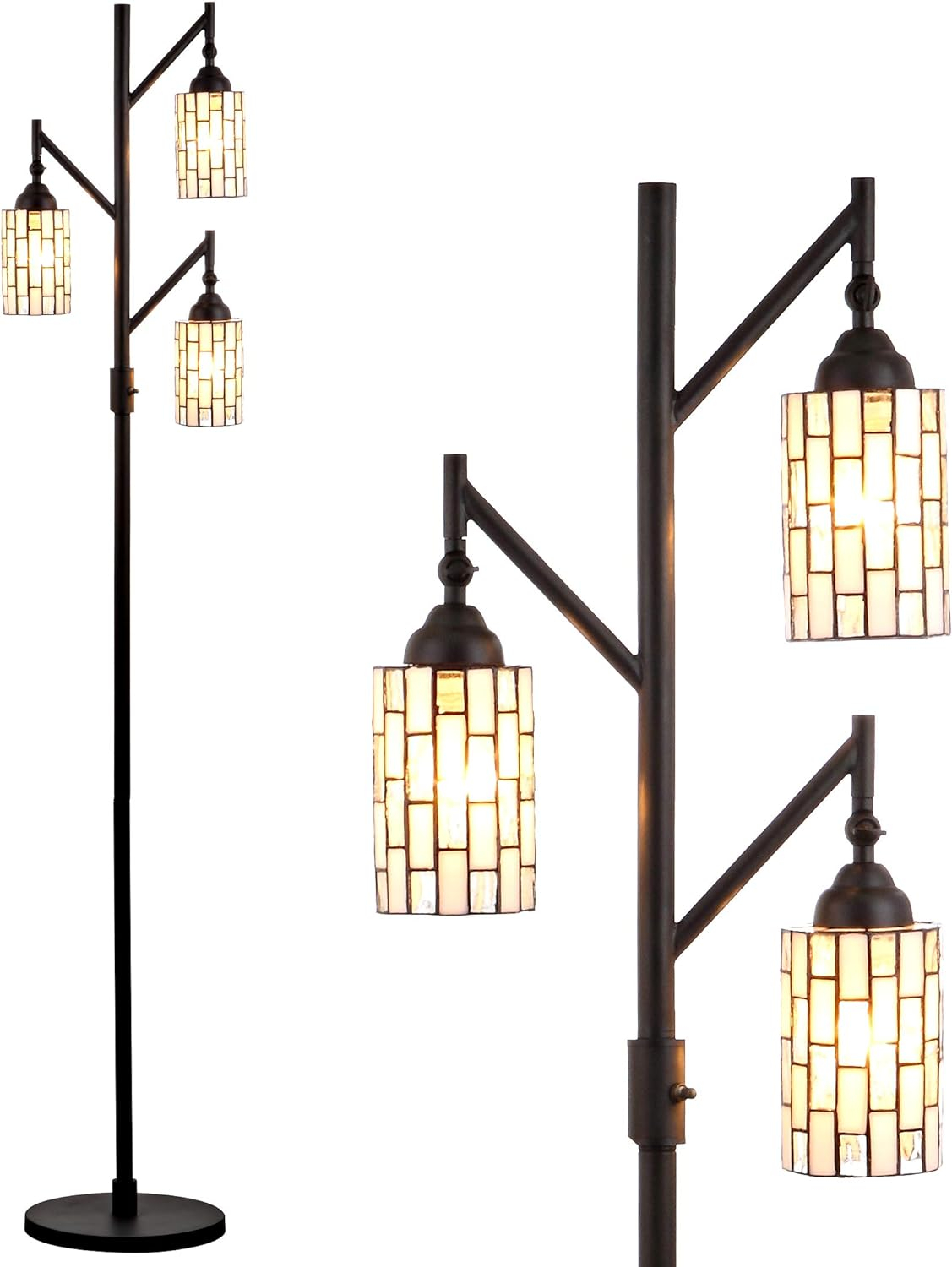 JONATHAN Y JYL8012A Lewis Tiffany-Style 71" Multi-Light LED Floor Lamp, Traditional for living room, dinning room, bedroom, office Bulb Included, Bronze