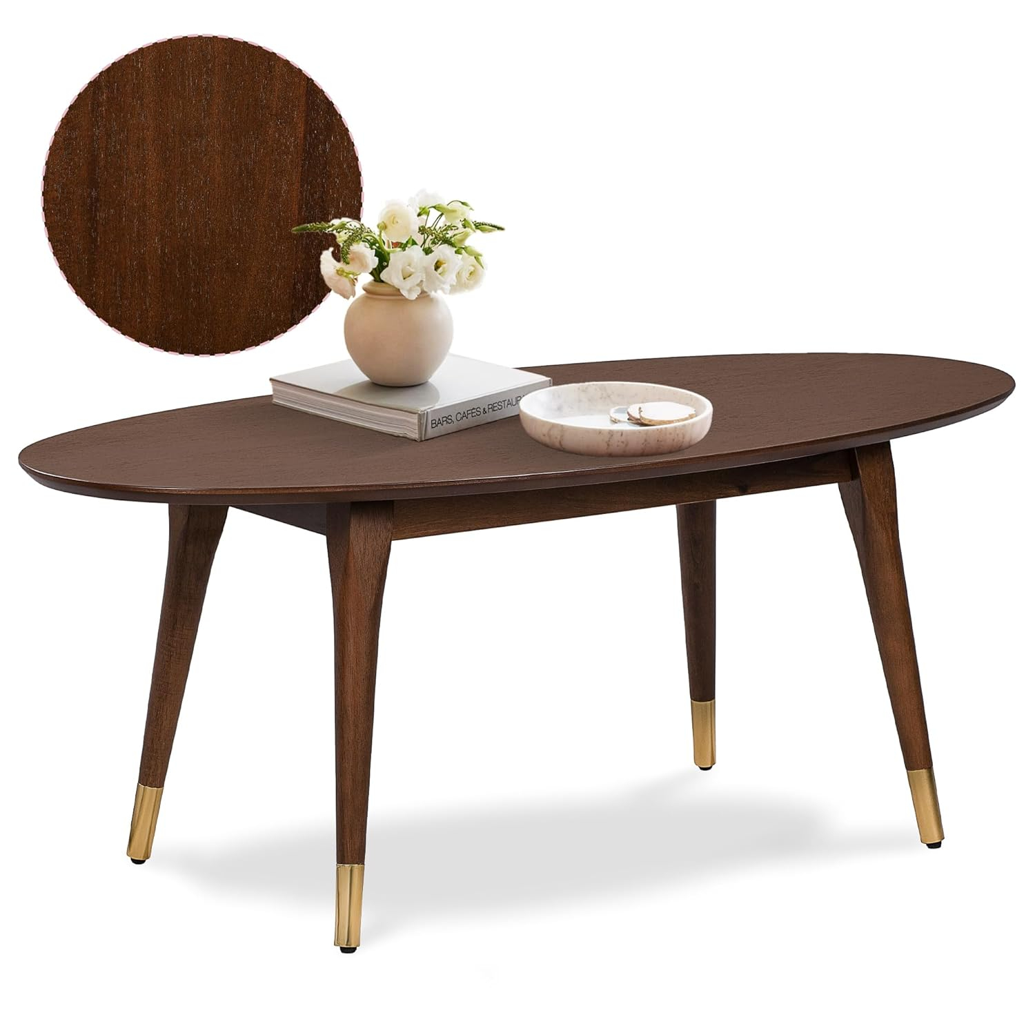 True Innovations and Design (USA) LLC Elle Decor Clementine Mid-Century Modern Living Room Furniture Collection with Brass Accents Assembly Required