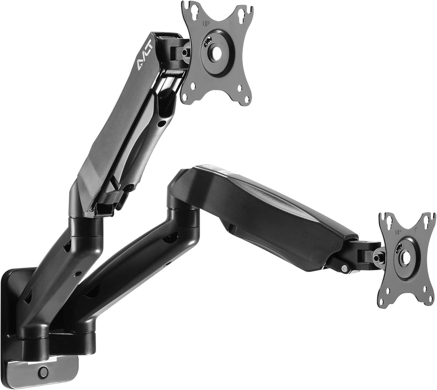AVLT Dual 17"-32" Monitor Wall Mount - Fits Two 19.8 lbs Flat/Curved Monitors - Full Motion Height Swivel Tilt Rotation Adjustable Arm - VESA/Cable Management