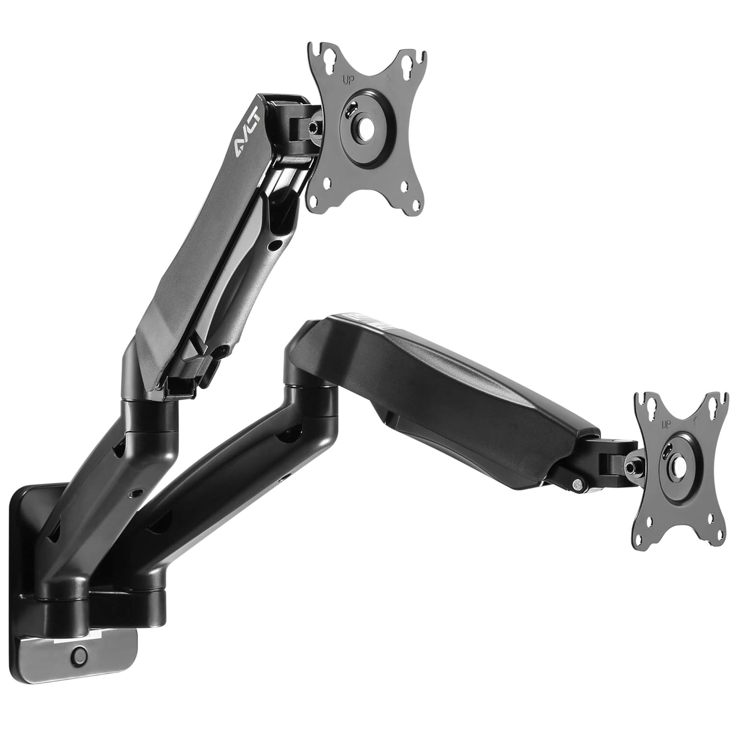 AVLT Dual 17"-32" Monitor Wall Mount - Fits Two 19.8 lbs Flat/Curved Monitors - Full Motion Height Swivel Tilt Rotation Adjustable Arm - VESA/Cable Management