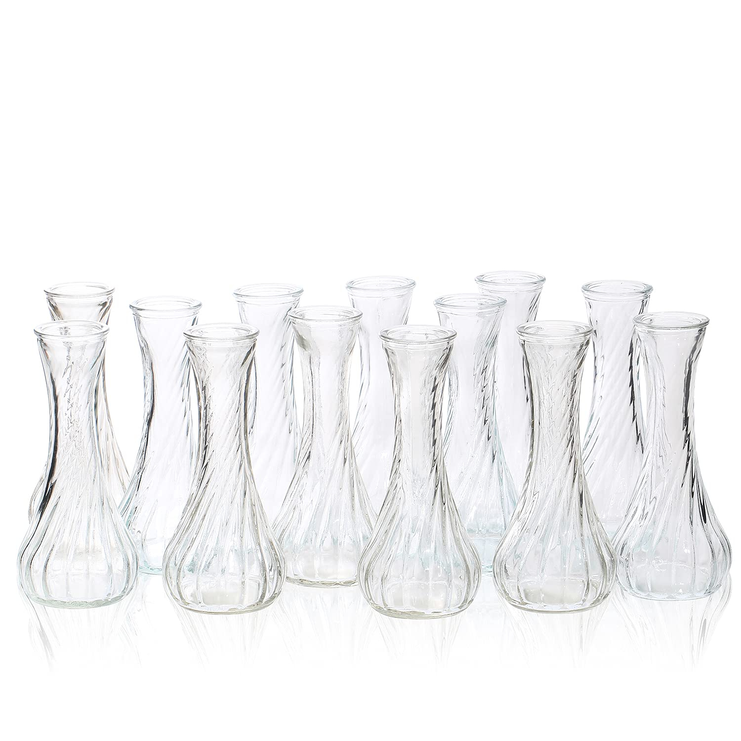 Set of 12 Small Glass Vase, Bud Vases in Bulk for Floral Arrangements, Events, Home Decor Weddings, Table Centerpiece Clear
