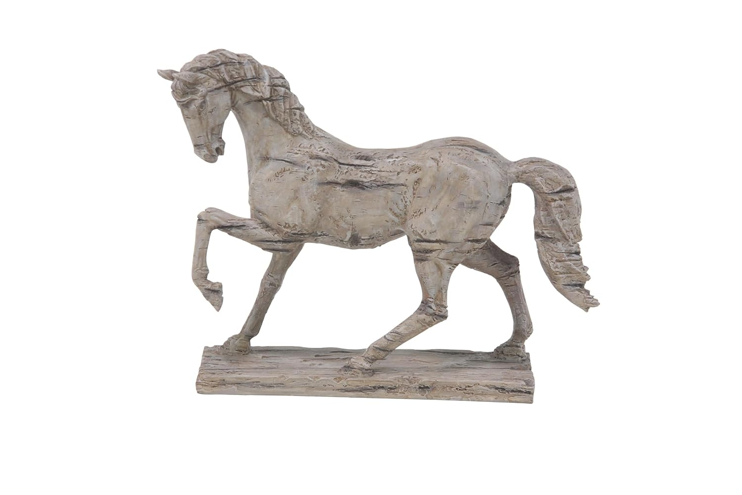 Deco 79 Polystone Horse Decorative Sculpture Prancing Home Decor Statue, Accent Figurine 21" x 6" x 18", Beige