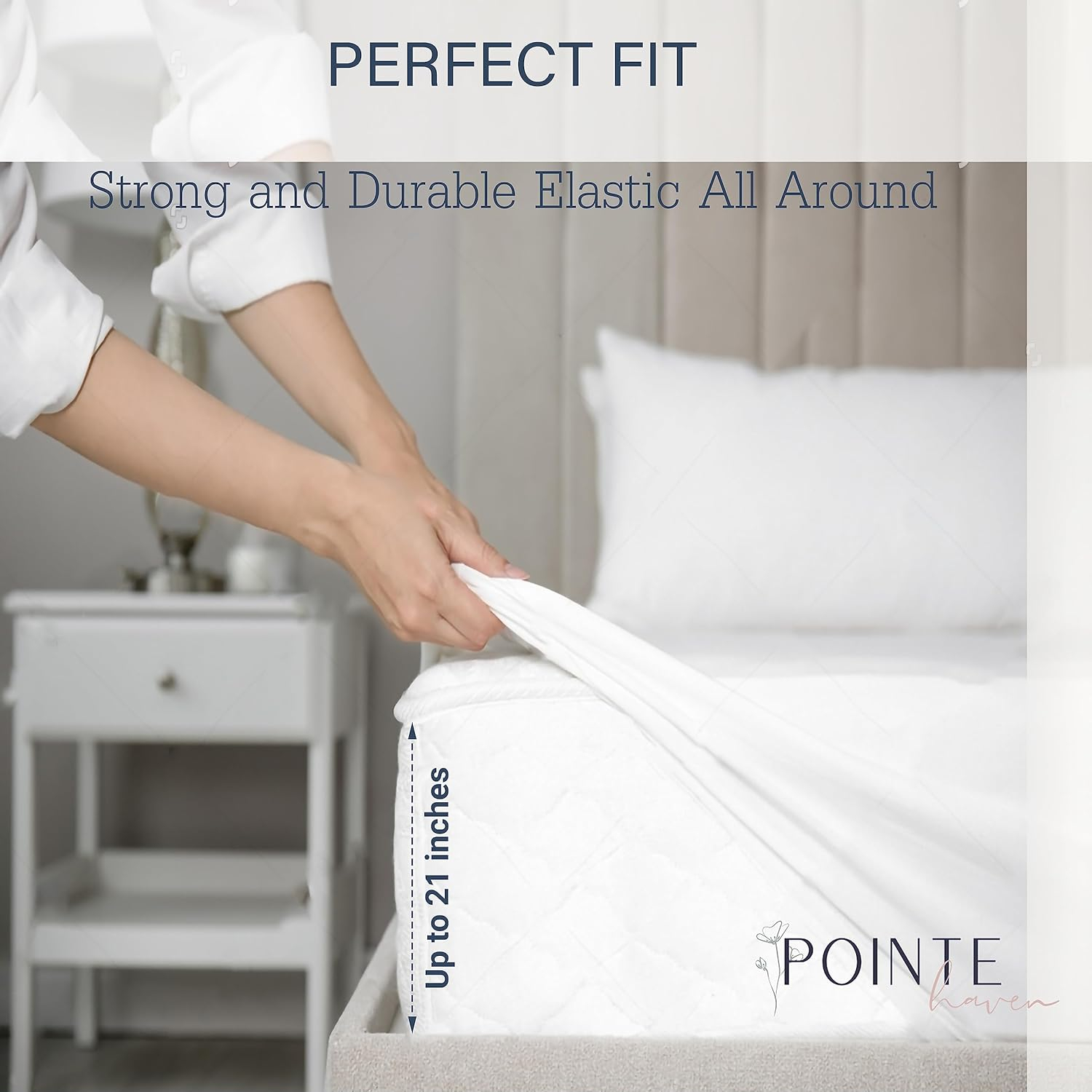 Pointehaven - 620-KWH 620 Thread Count Long Staple Cotton Deep Pocket Oversized Sheet Set, King, White