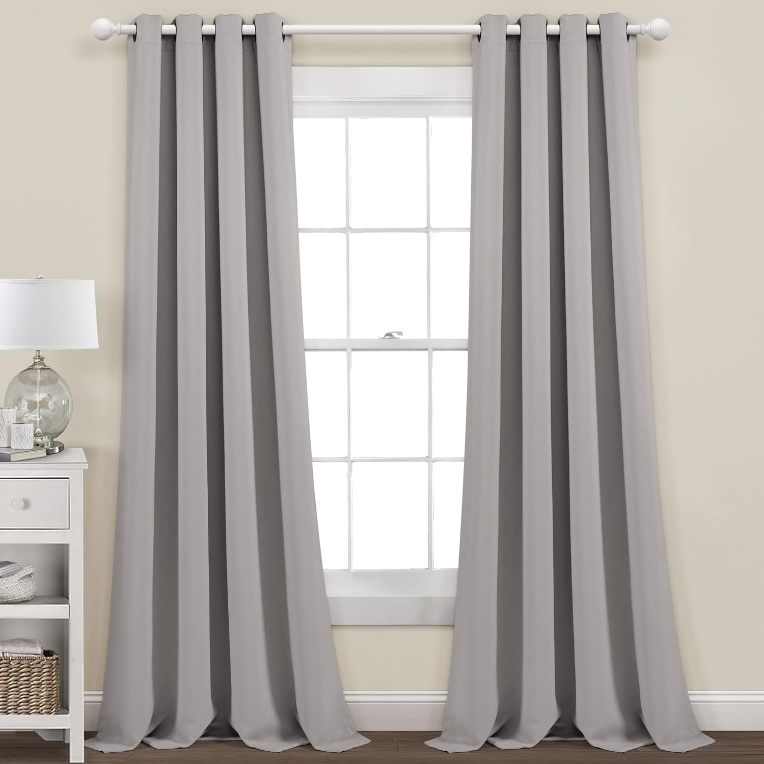 Lush Decor Insulated Grommet Blackout Window Curtain Panels, Pair, 52" W x 84" L, Gray - Classic Modern Design - Chic Window Decor - Long Curtains For Living Room, Bedroom, Or Dining Room