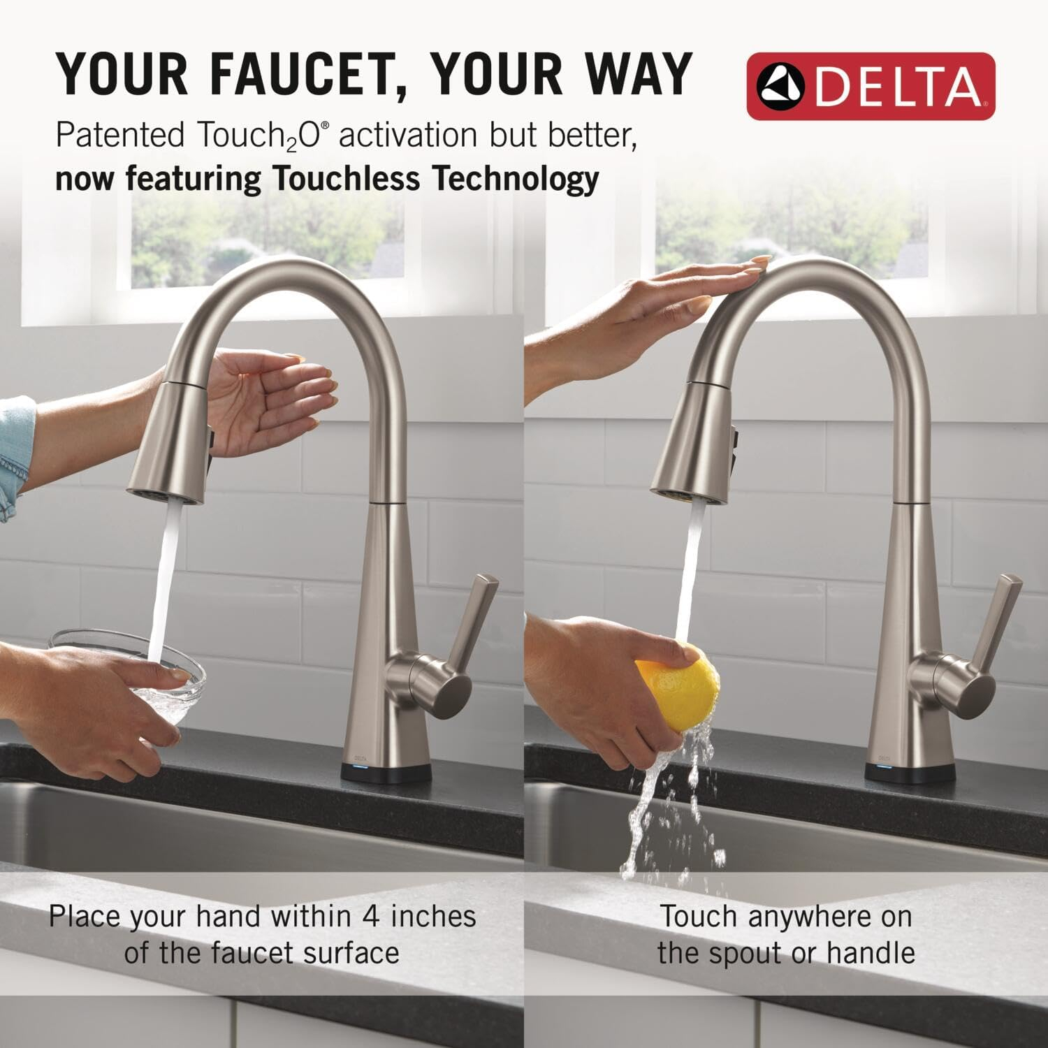 Delta 19802Tlz-Dst Lenta 1.8 GPM Single Hole Pull Down Touchless Kitchen Faucet -