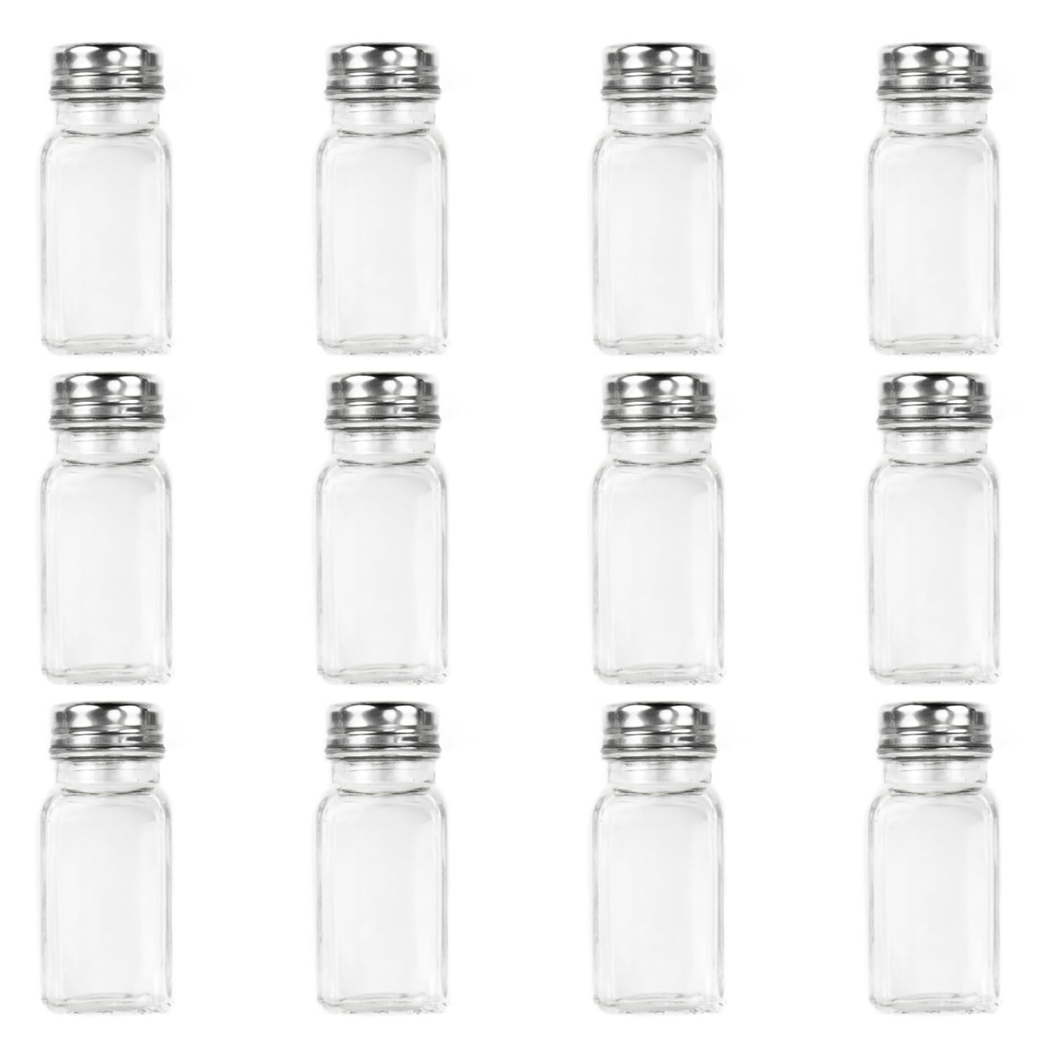 Back of House Ltd. Salt & Pepper, Spices, Seasonings Shakers - Stainless Steel & Glass Restaurant Home Kitchen - 12 Standard