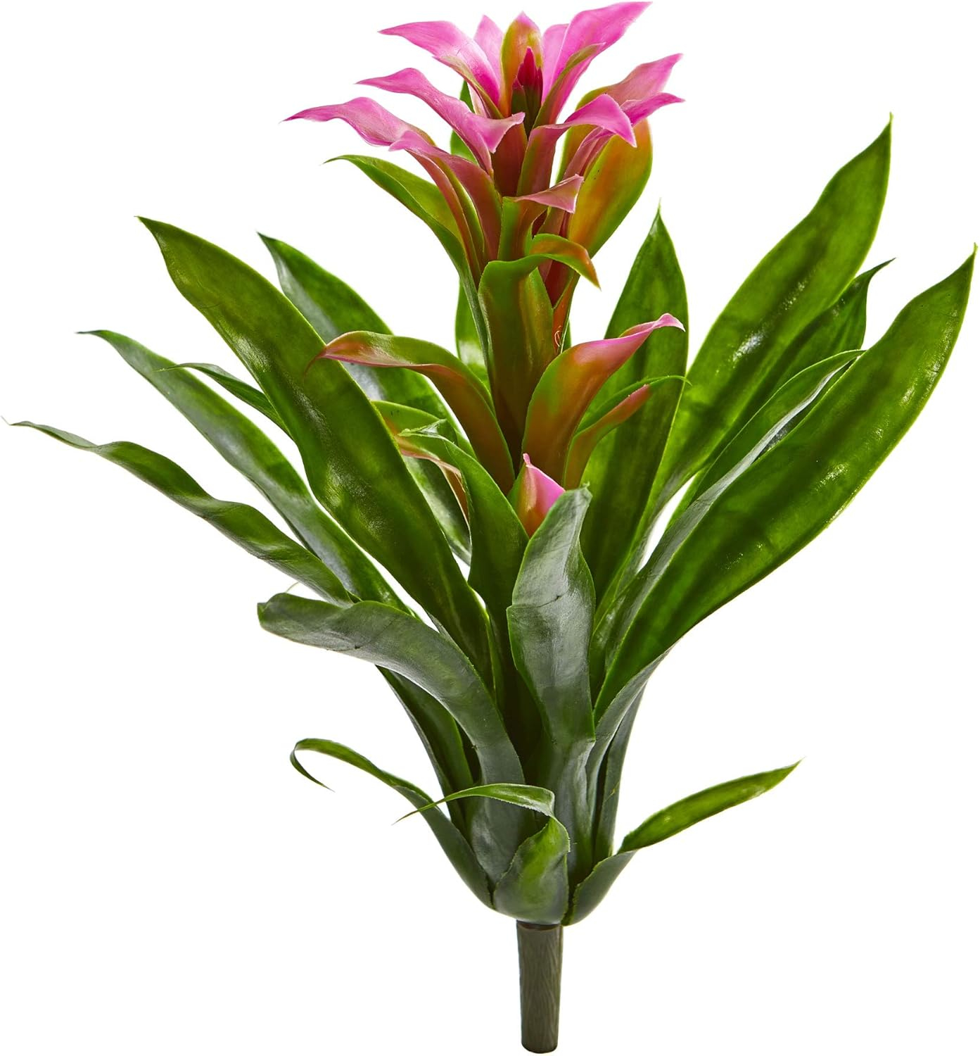 15-inch Pink and Green Artificial Bromeliad Flower Set
