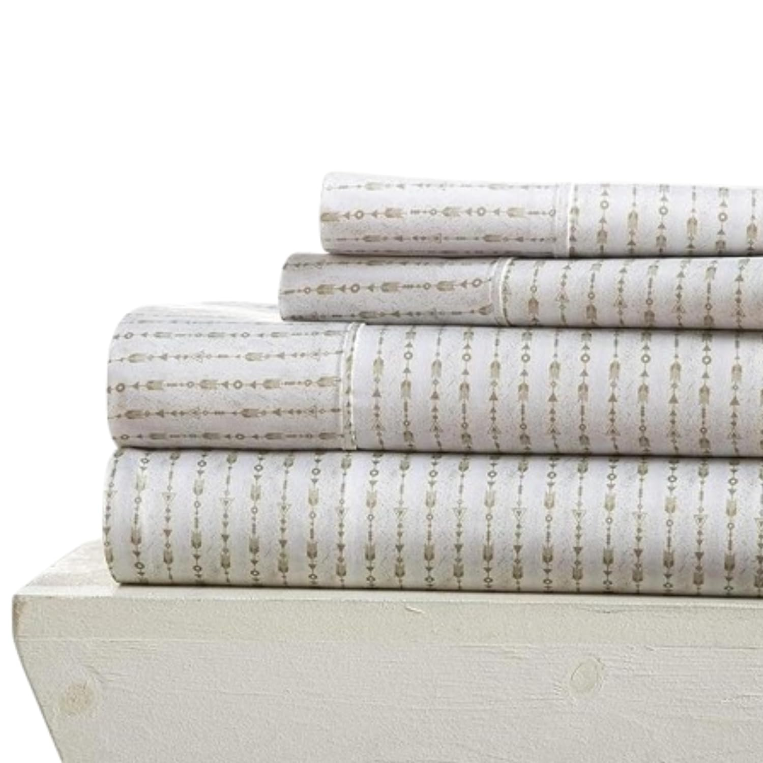 Linen Market Double-Brushed Patterned Microfiber Twin Sheet Set 3 Piece – Oeko-TEX Certified Ultra Soft & Wrinkle-Free - 16" Deep Pocket Sheets - Easy Care Twin Size - Beaded Arrows Sage