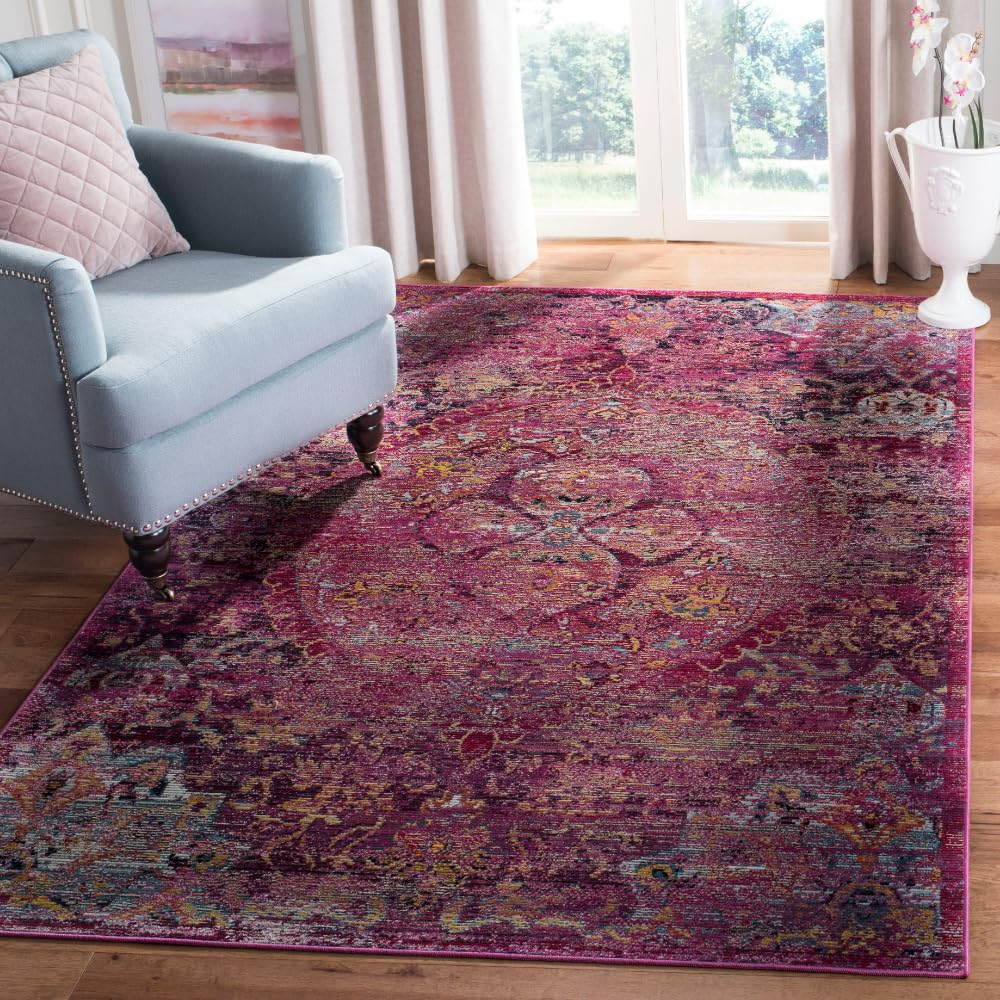 Crystal CRS512 Power Loomed Area Rug - Fuchsia/Purple - 4'x6' - Safavieh.