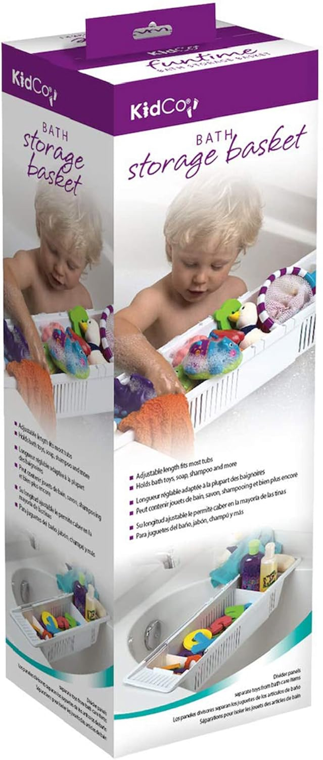 KidCo S372 Plastic Bath Tub Storage Basket Childs Toy Organizer, White
