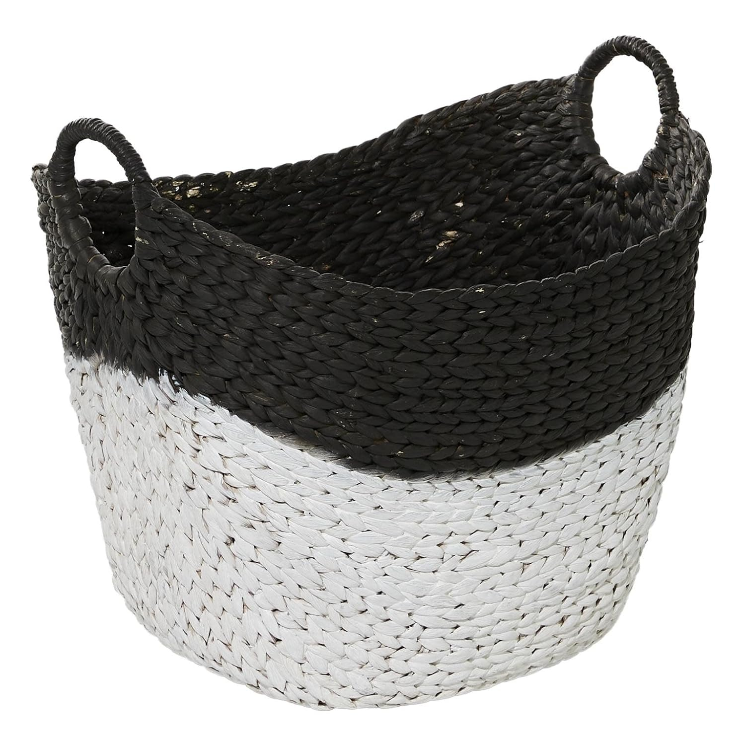 DecMode 23", 21", 19", 16", Brown Seagrass Handmade Storage Basket with Metal Handles, 5-Pieces