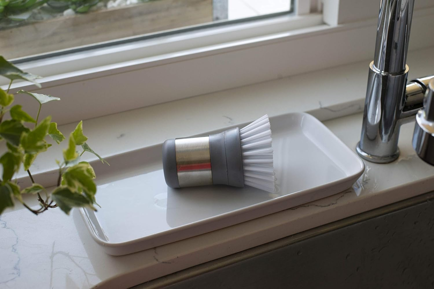 Small Kitchen Scrubber Mini Dish Brush, 1 Pack, Gray