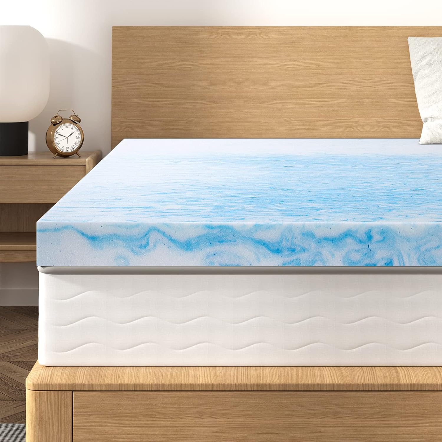 Full Size Blue Gel Memory Foam Mattress Topper