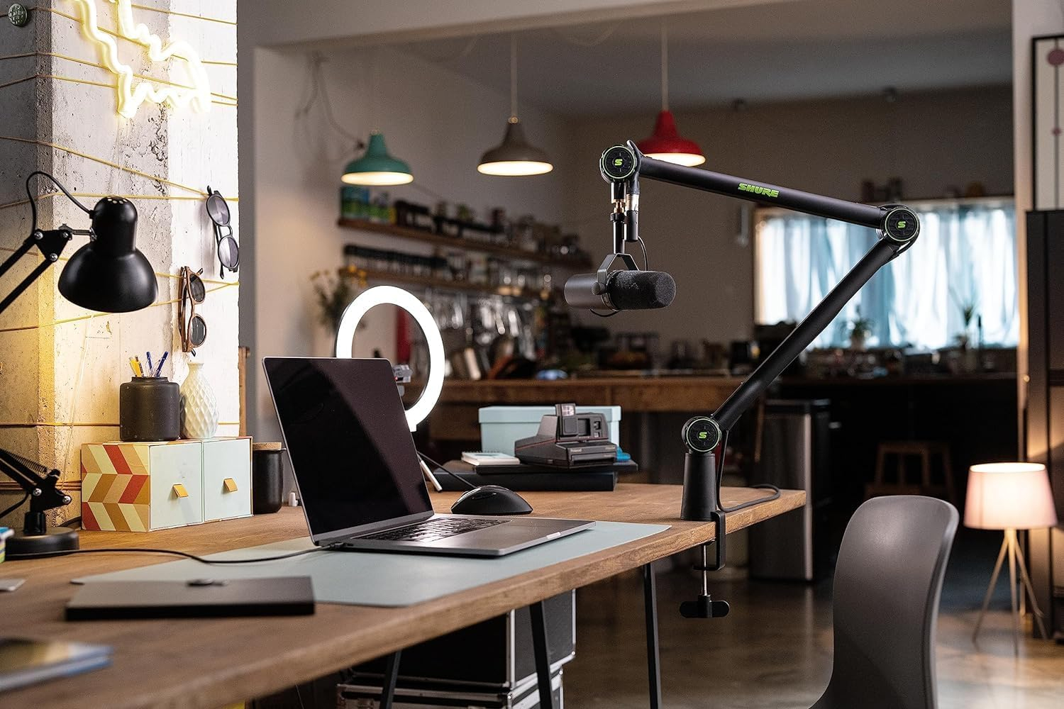 Shure Deluxe Articulating Desktop Mic Boom Stand with 360-Degree Rotation