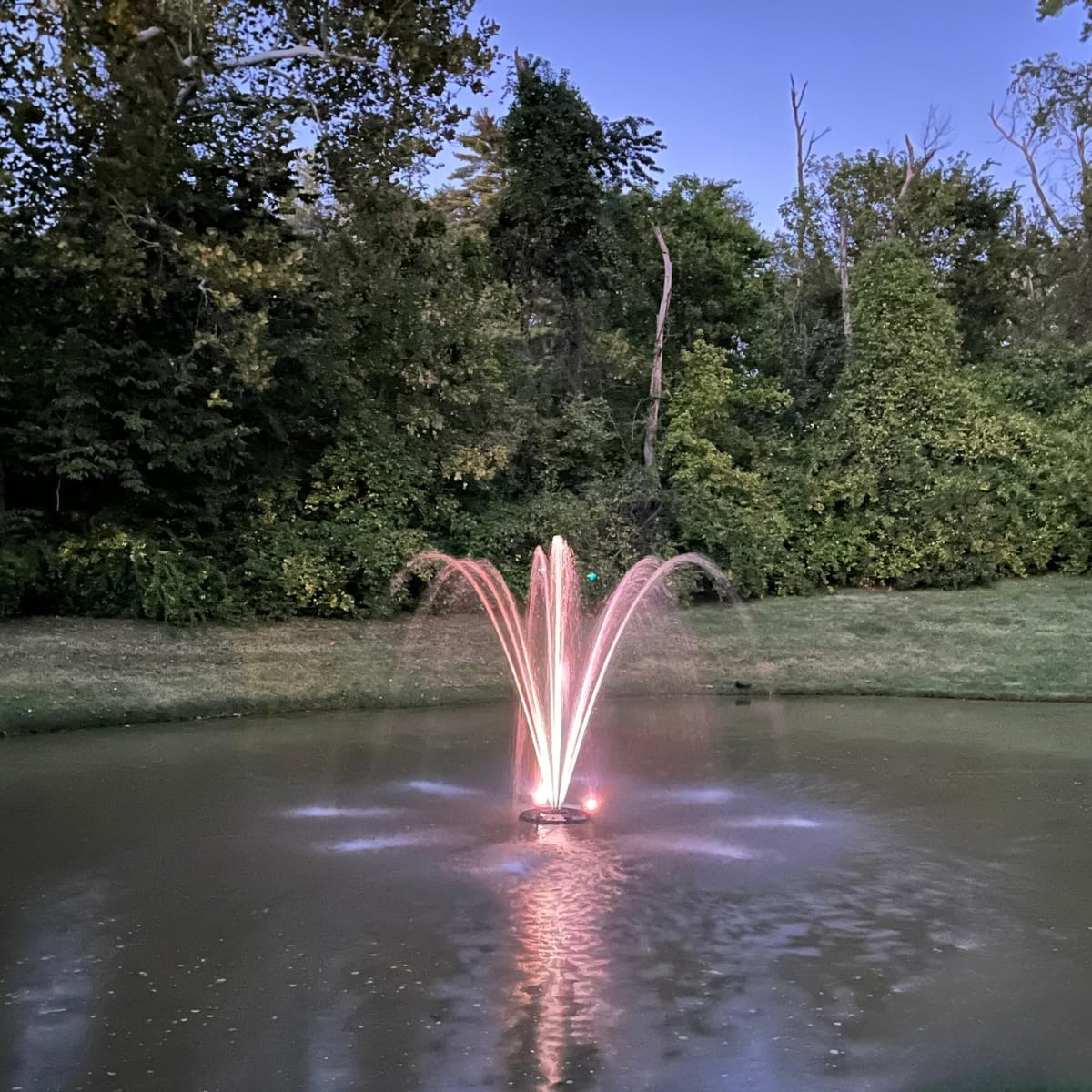 3/4 HP Floating Fountain - 8,000 GPH Submersible Pump - 100 ft Cord - 11 Spray Patterns & Color-Changing LED Light
