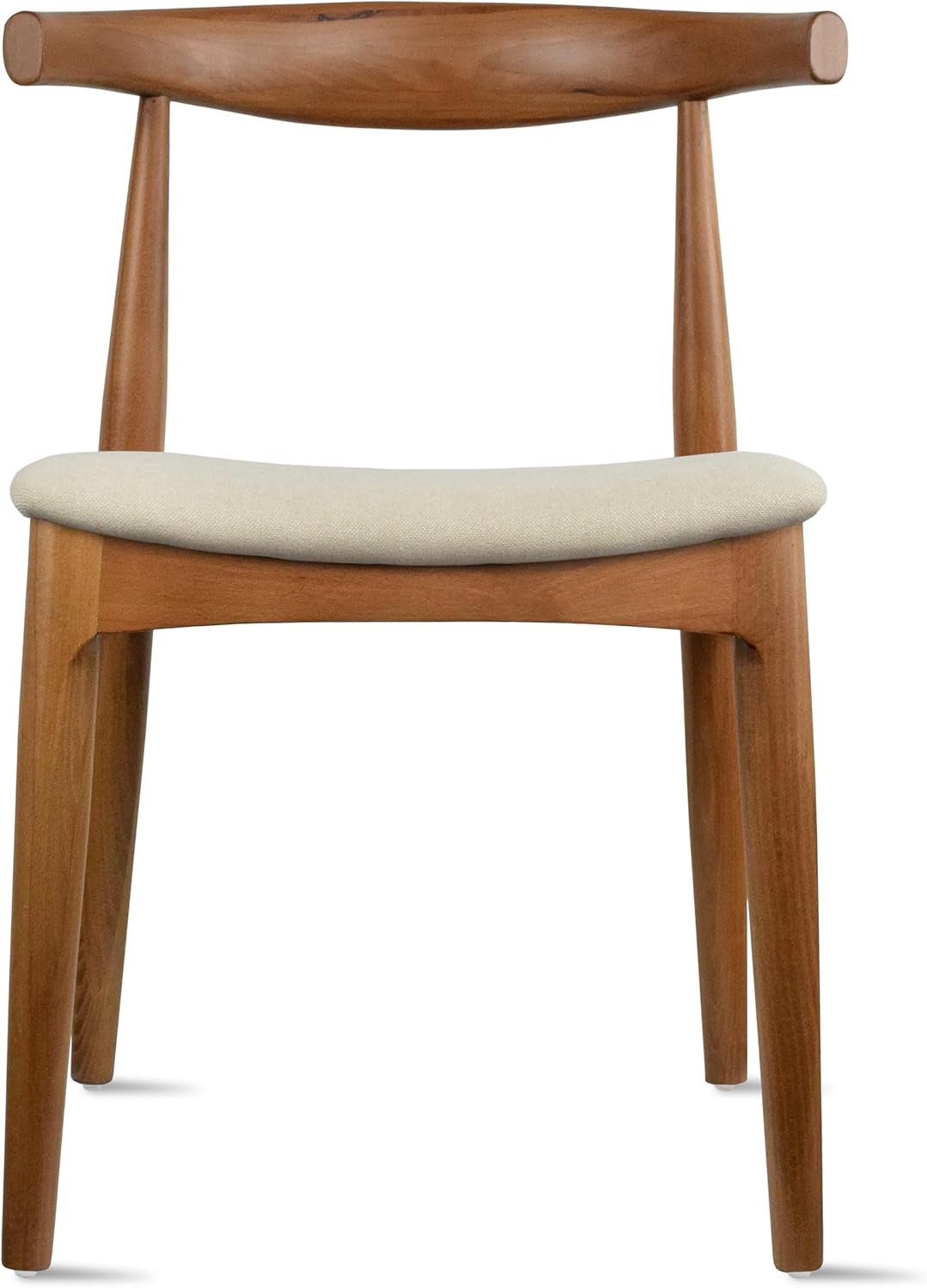 2xhome Contemporary Farmhouse Real Solid Wood Cloth Cushion Seat Dining Chair, Elbow Side Chair (Espresso-Beige Seat)