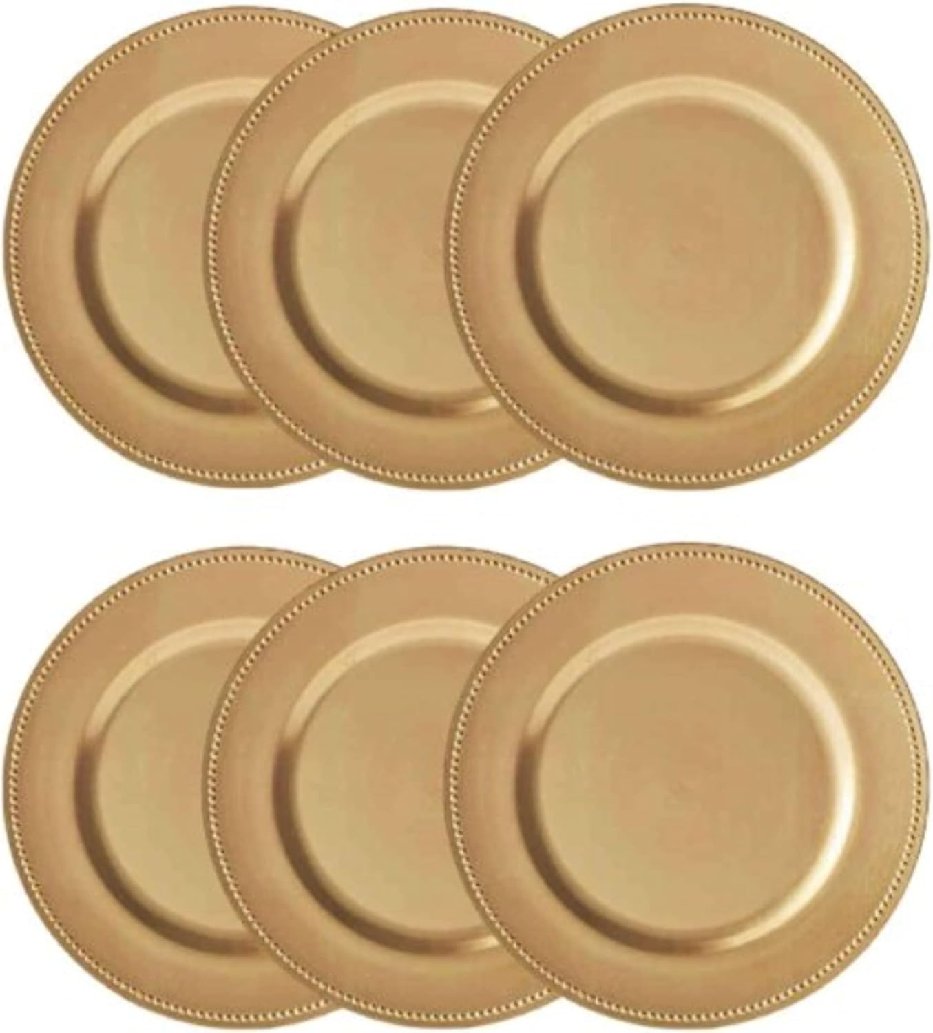 (Set of 6) 13 inch-Gold Charger Plates with Decorative Beaded Rim. The Perfect Finishing Touch for Holidays`Table Settings! Plates have Stylish Presentation Under Dinner Plates (6)