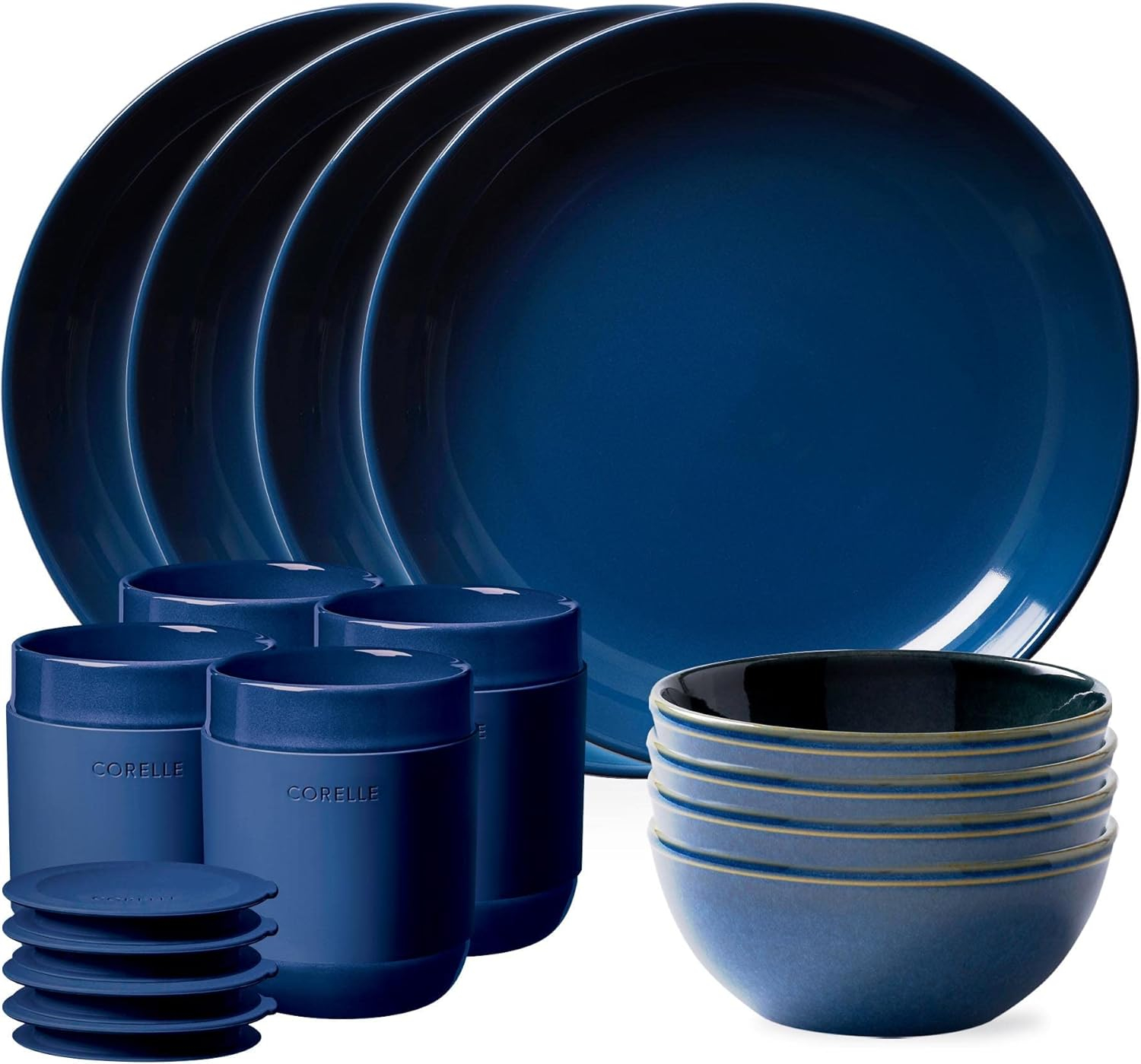 Corelle Stoneware 16-piece Dinnerware Set, Service for 4, Navy