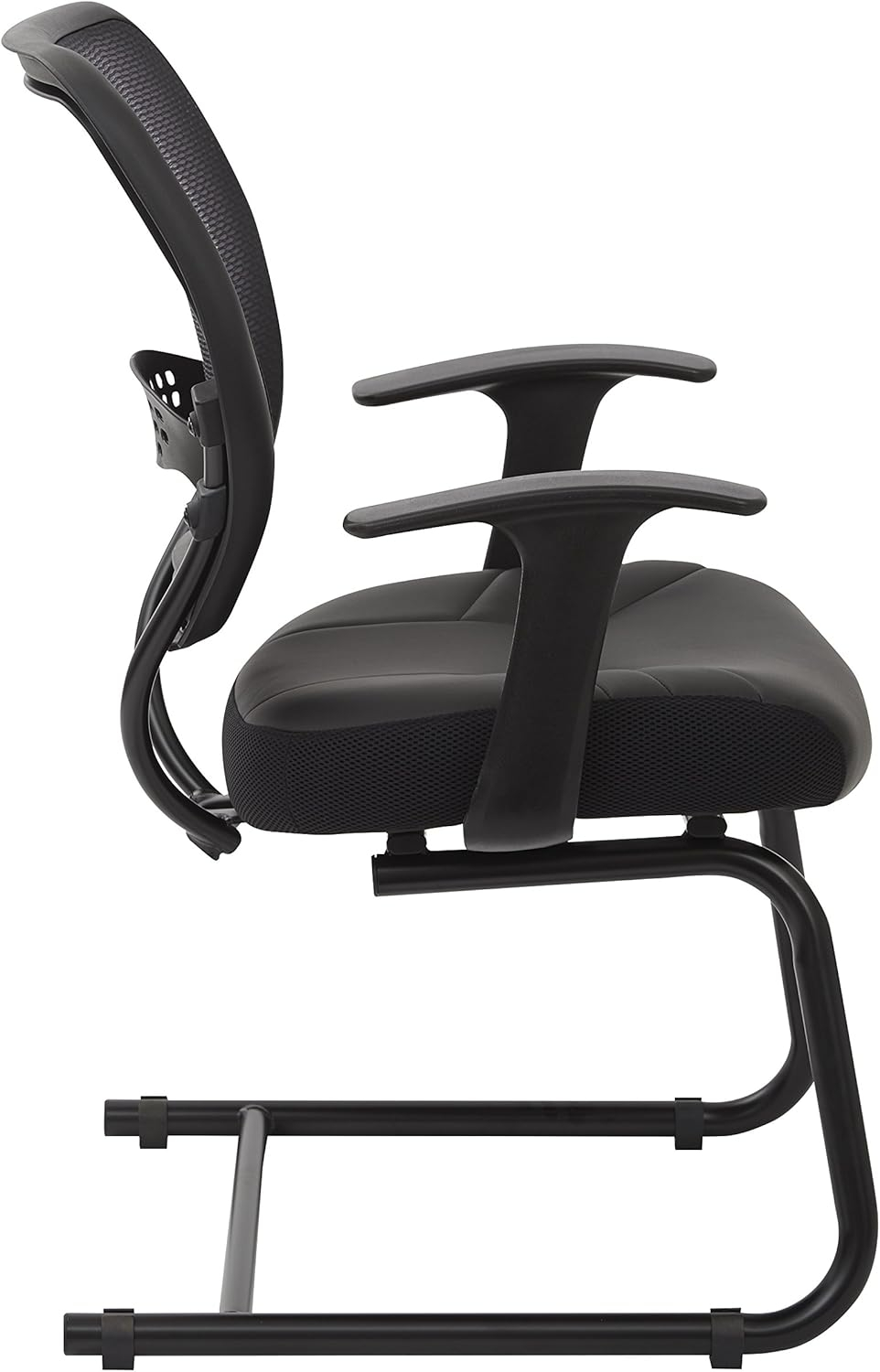 Professional Air Grid Back Visitors Chair with Bonded Leather Seat in Black