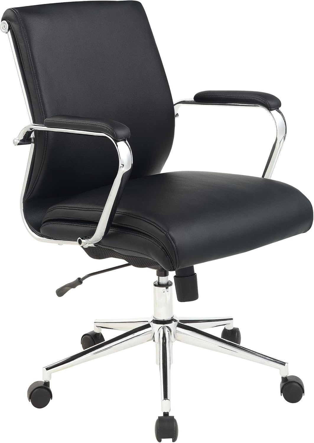 Mid Back Manager's Chair with Dillon Black Fabric and Chrome Base