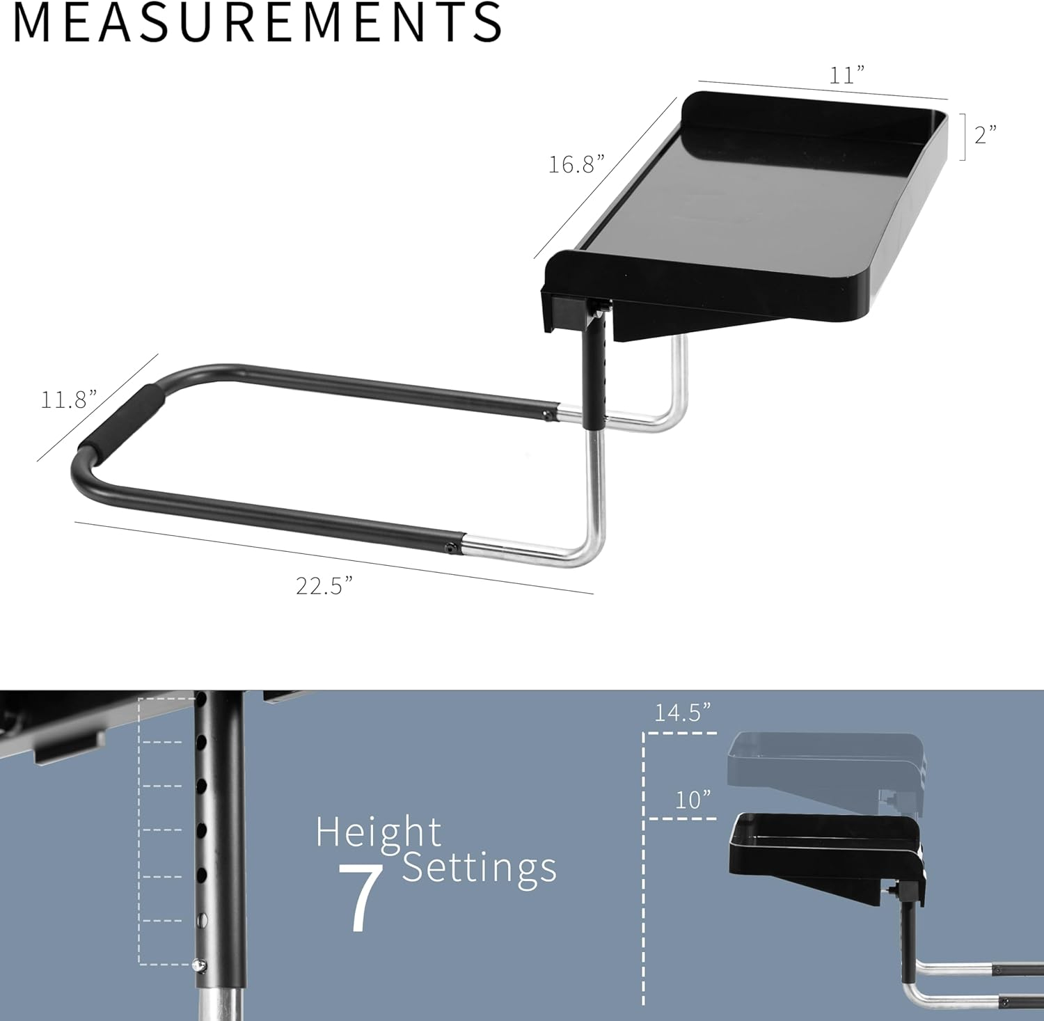 Bedside Shelf For Bunk Beds, Lofs & Bed Frames - Heavy Duy Sorage ray Fis Lapops, Book & Drinks - Grea For Sudens College Dorm Room & Kids Bedroom o Replace Nighsand (Black)