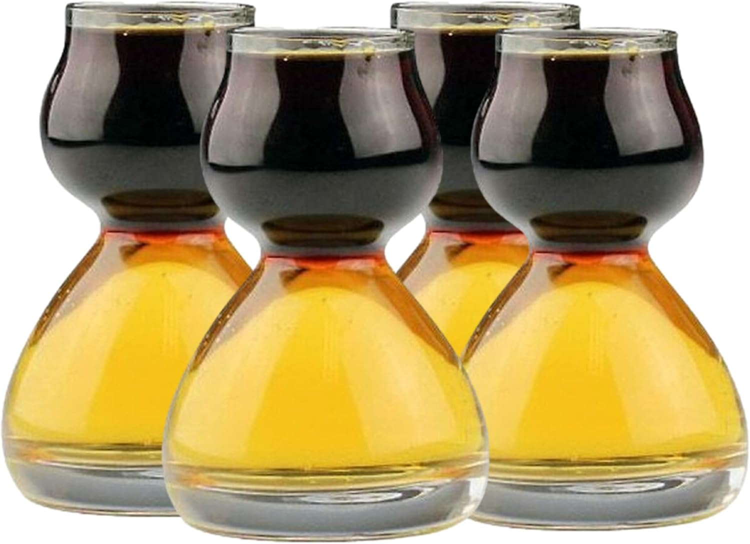 QUAFFER Double Bubble Layered PLASTIC Shot Glass – Clear Chaser Shot Glass Jigger for Smooth Tasty Shots – Fun Unique Split Shot Glasses Barware (Set of 4)