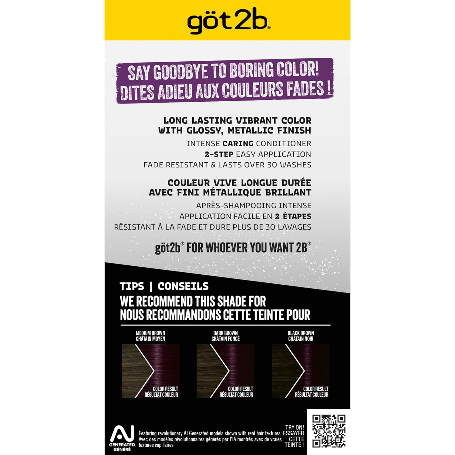 Schwarzkopf Got2b Metallics Permanent Hair Color, M49 Smoky Violet