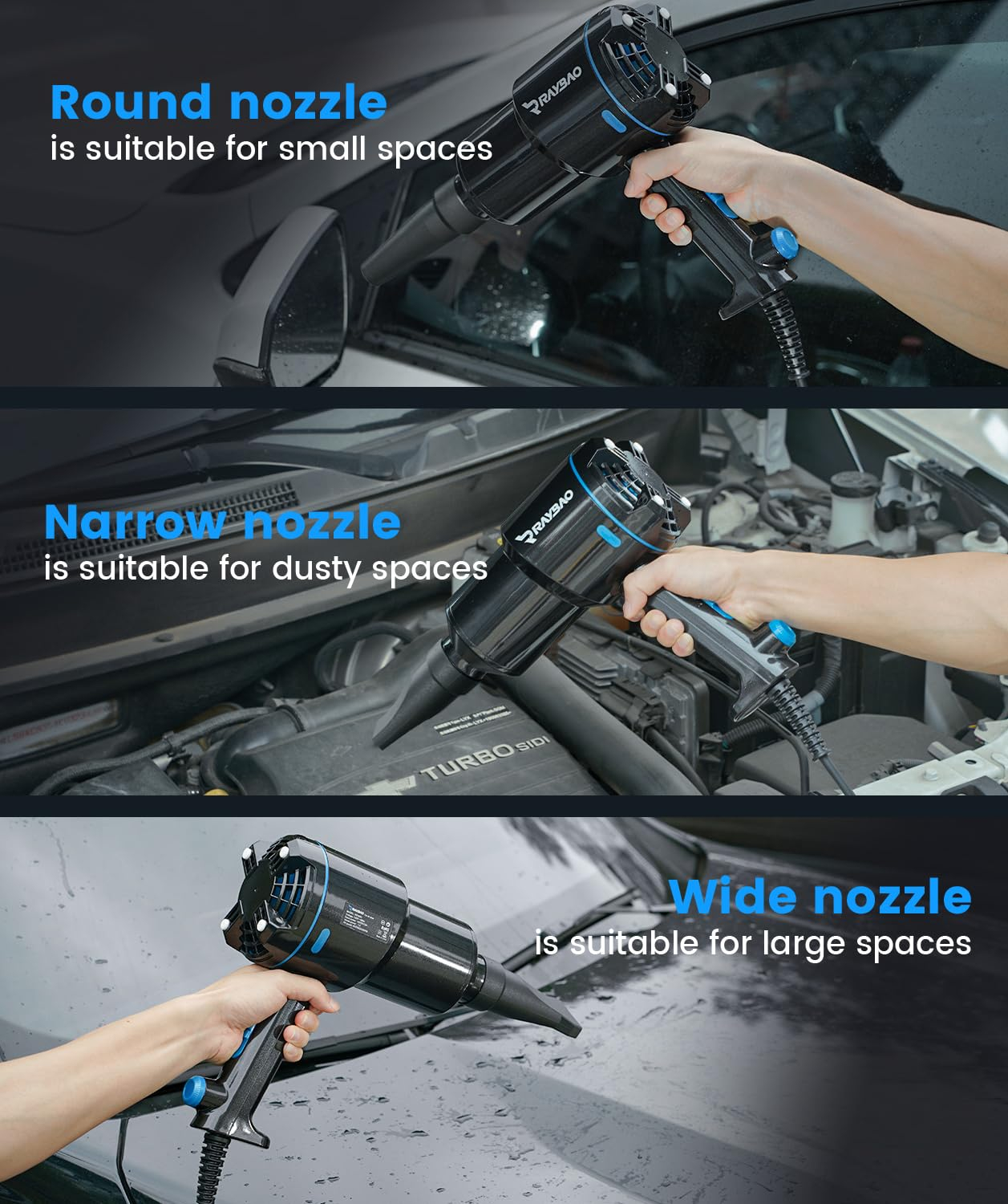Car Dryer Air Blower -1300W Handheld High Powered Filtered Car Blower for Drying, 22000FPM / 90CFM Air Blower for Car Detailing, Washing, Cord 5M/16.4Ft Blower for Boat RV Motorcycle