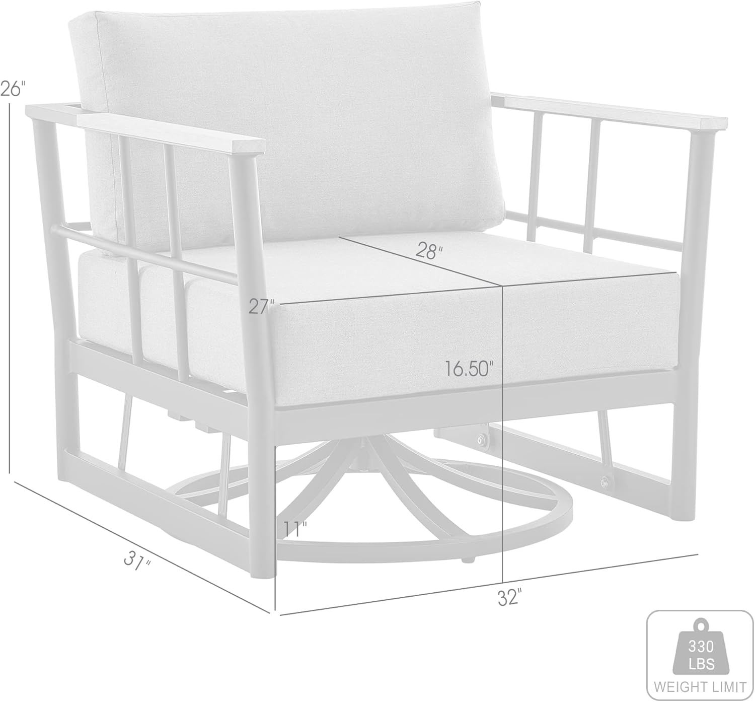 Shari Outdoor Patio Swivel Glider Lounge Chair in Black Aluminum and Teak Wood with Cushions