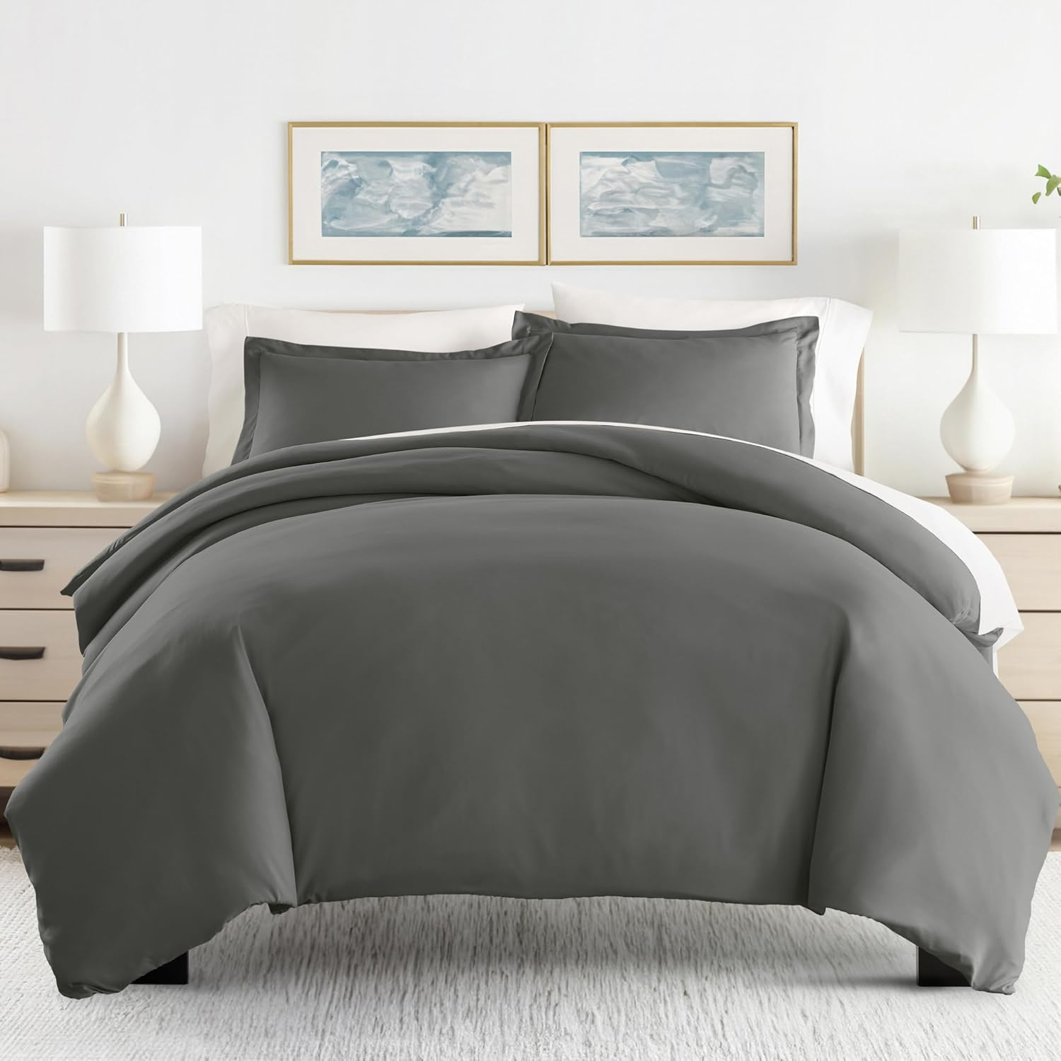 Gray Twin/Twin XL Ultra Soft Microfiber Duvet Cover Set