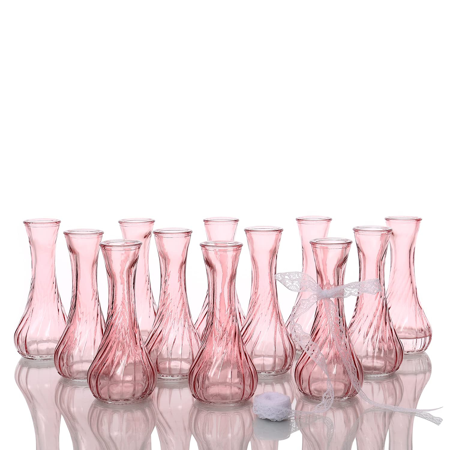 Set of 12 Small Glass Vase, Bud Vases in Bulk for Floral Arrangements, Events, Home Decor Weddings, Table Centerpiece Clear