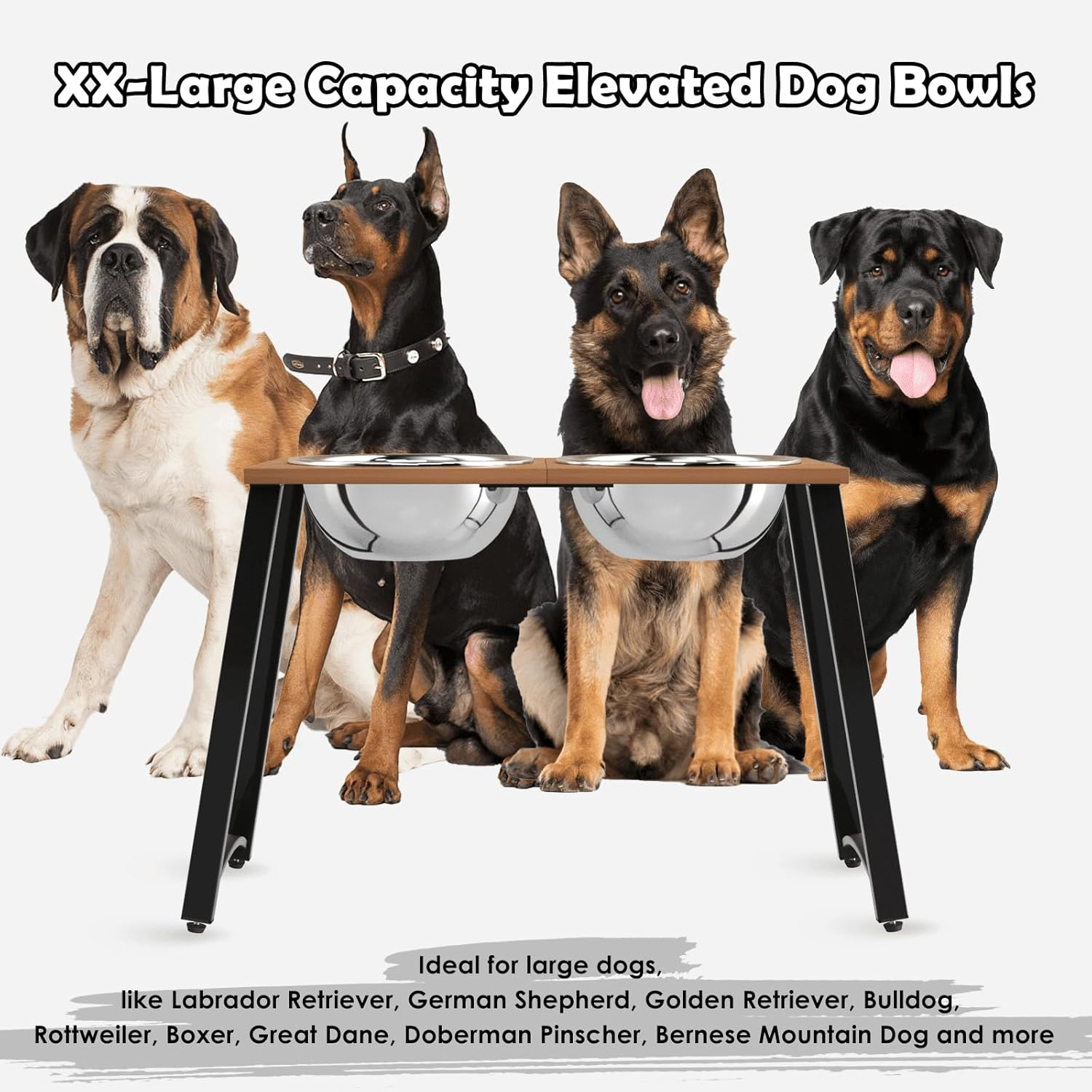 Elevated Dog Bowls for Large Dogs, Extra Large Breed, with Spill Proof Mat, Two 3000ML(13CUPS) Food & Water Bowls, Stable Raised Bowl, 18.1" Tall Dog Bowl Stand for XX Large Dogs