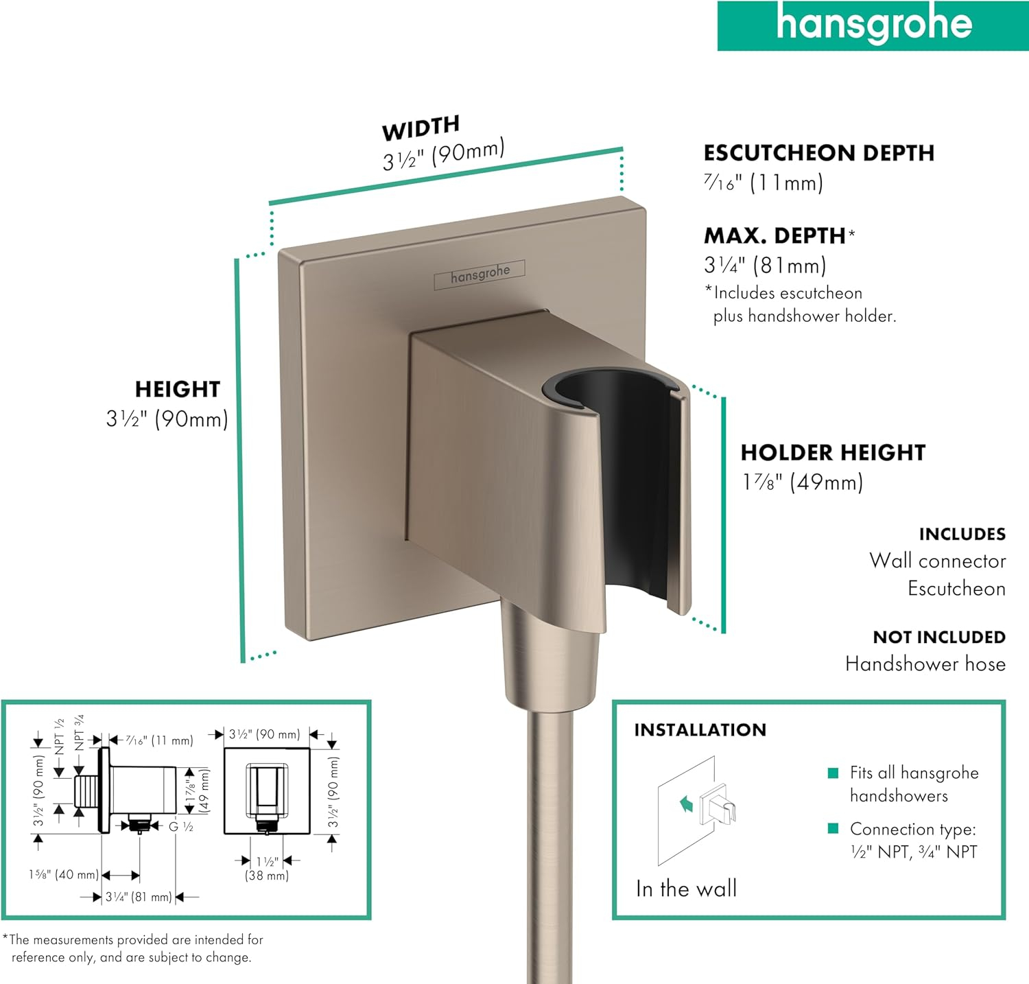 hansgrohe FixFit E Wall Outlet with Handshower Holder