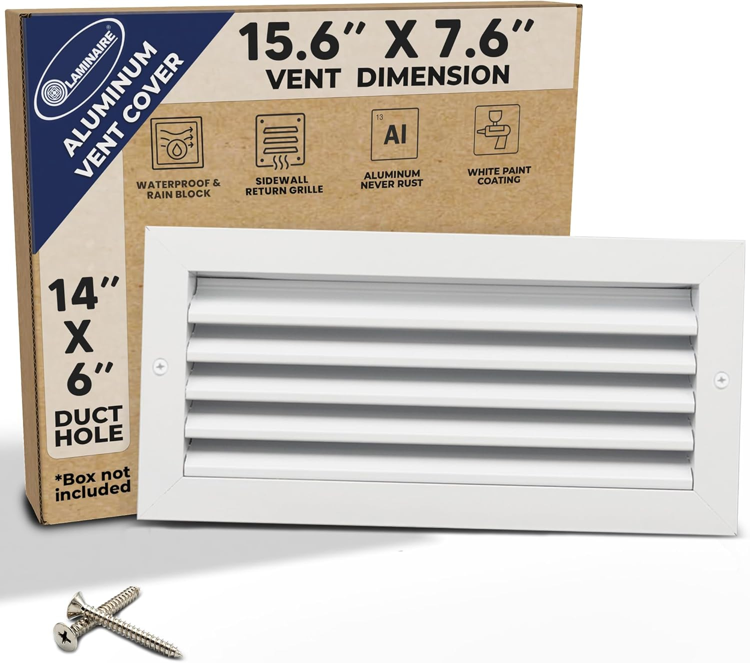 14 in. x 6 in. Aluminum Exterior Return Air Grille in White