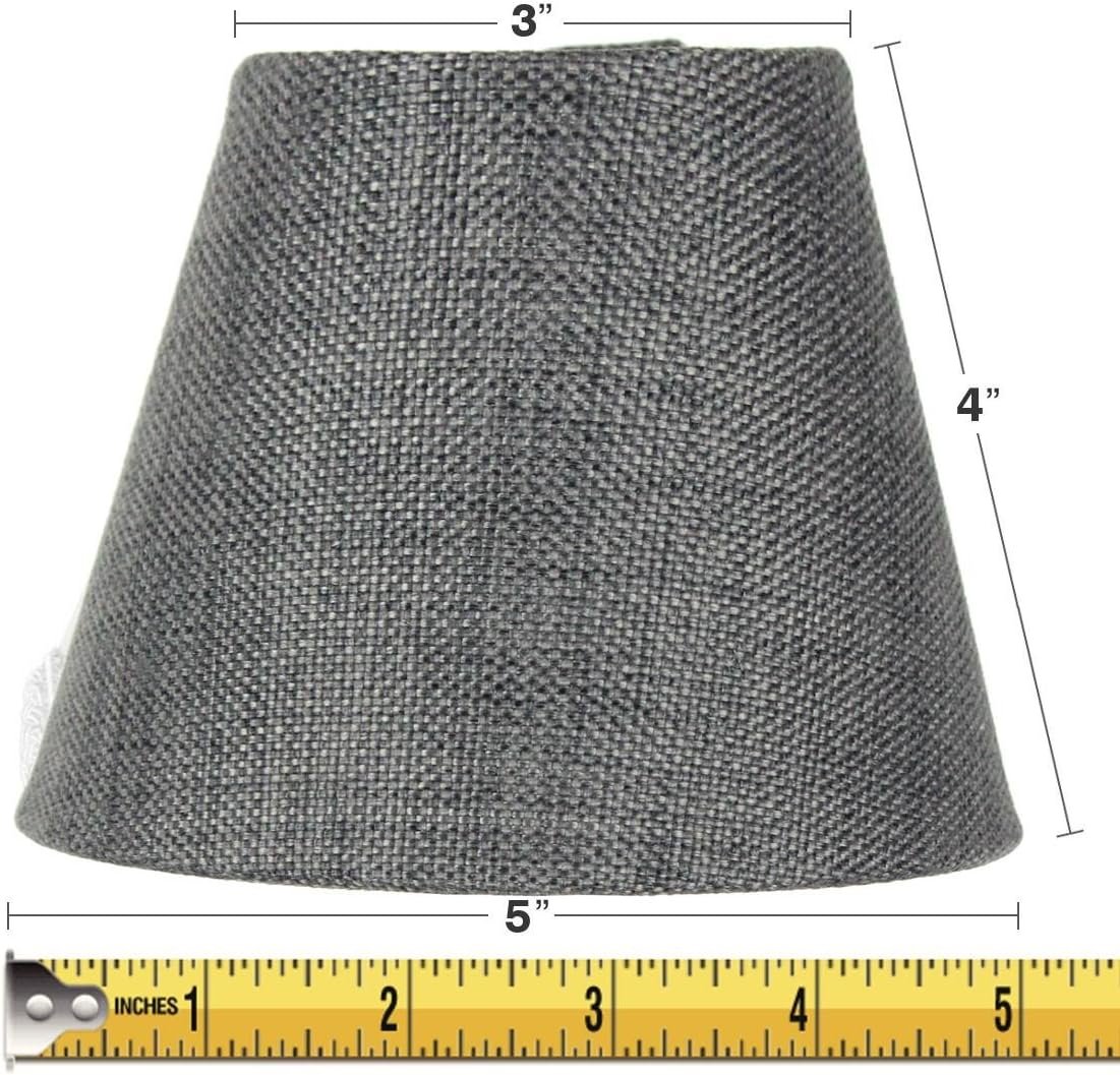3x5x4 Granite Grey Burlap Candelabra Clip-on Lampshade - Perfect for chandeliers, foyer lights, and wall sconces -Small, Grey